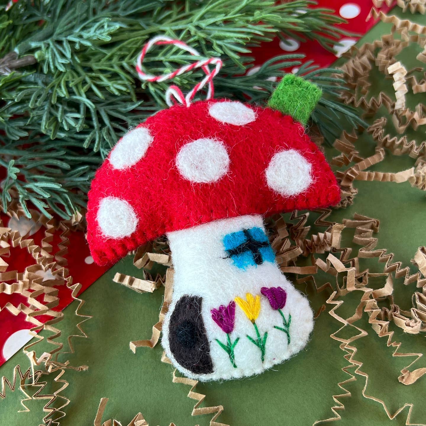 Mushroom House Felt Wool Ornament