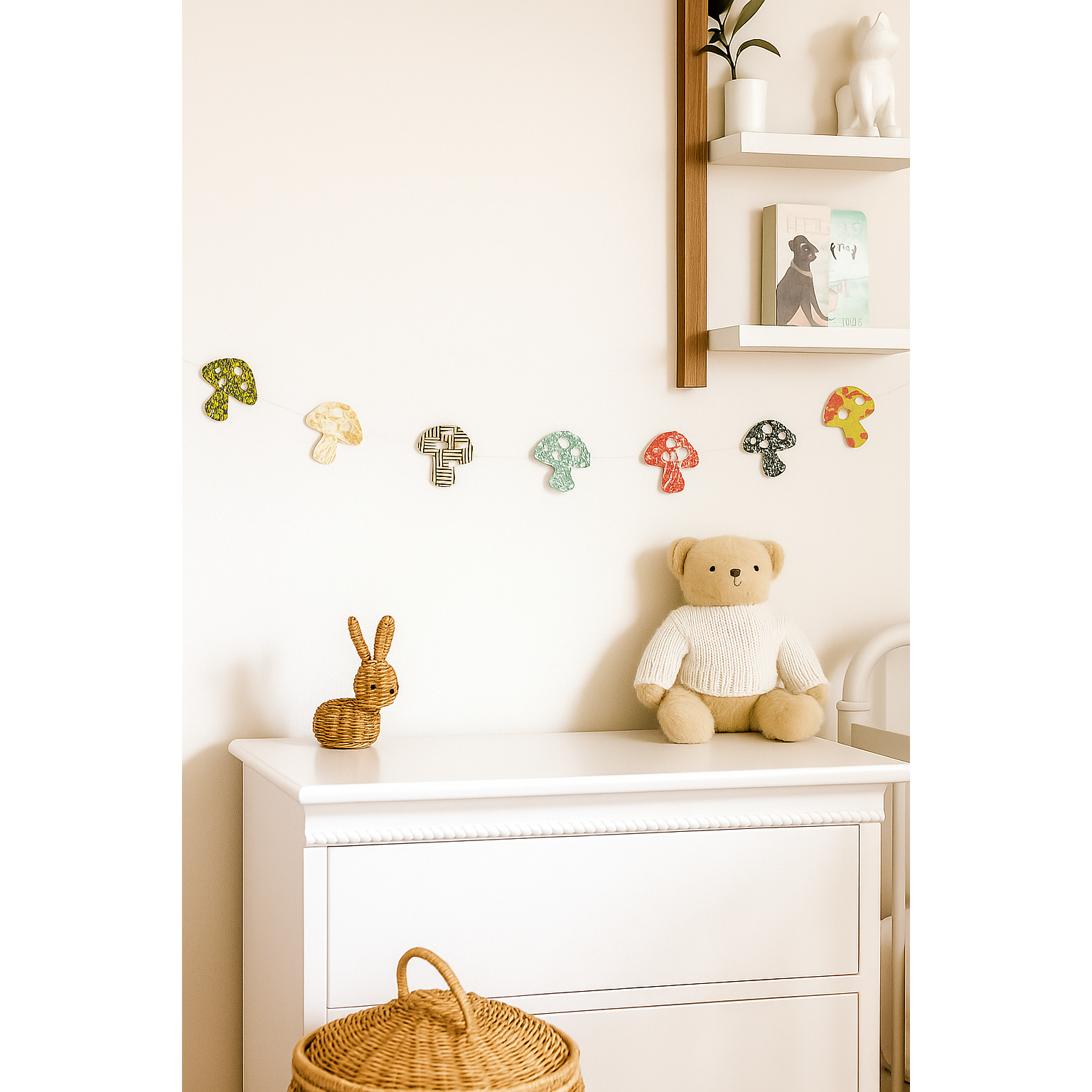 Mushroom Recycled Paper Garland - Assorted Colors/ Prints