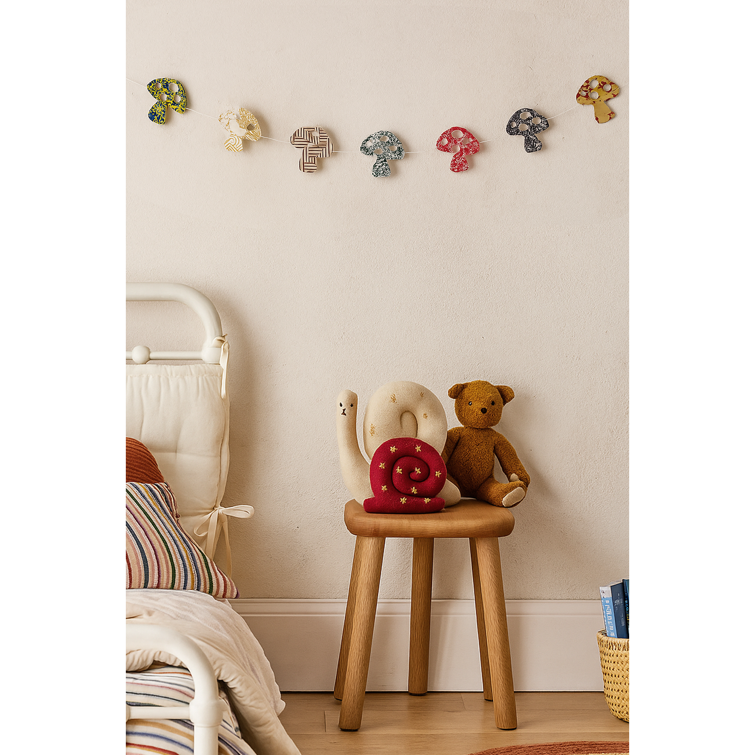 Mushroom Recycled Paper Garland - Assorted Colors/ Prints