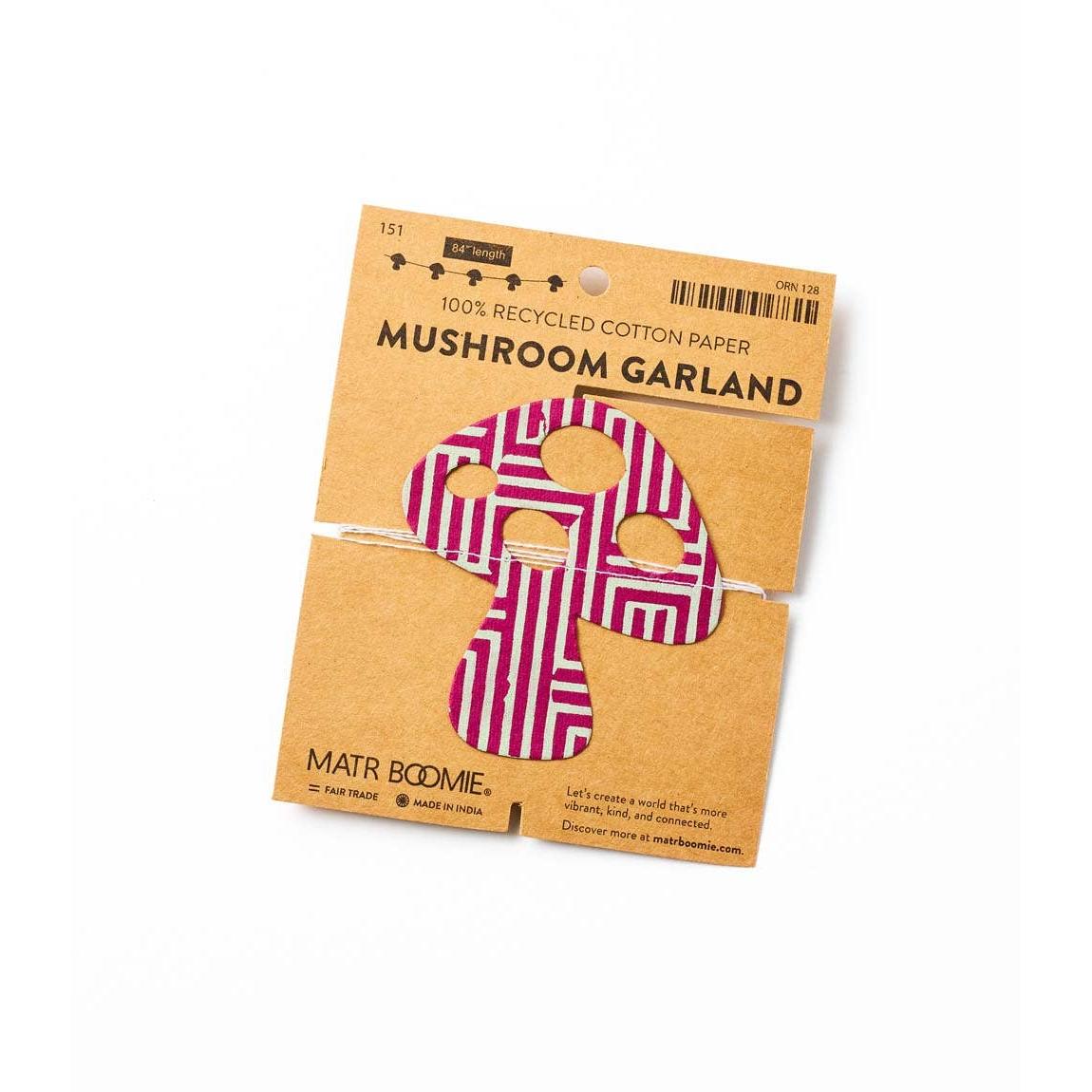 Mushroom Recycled Paper Garland - Assorted Colors/ Prints