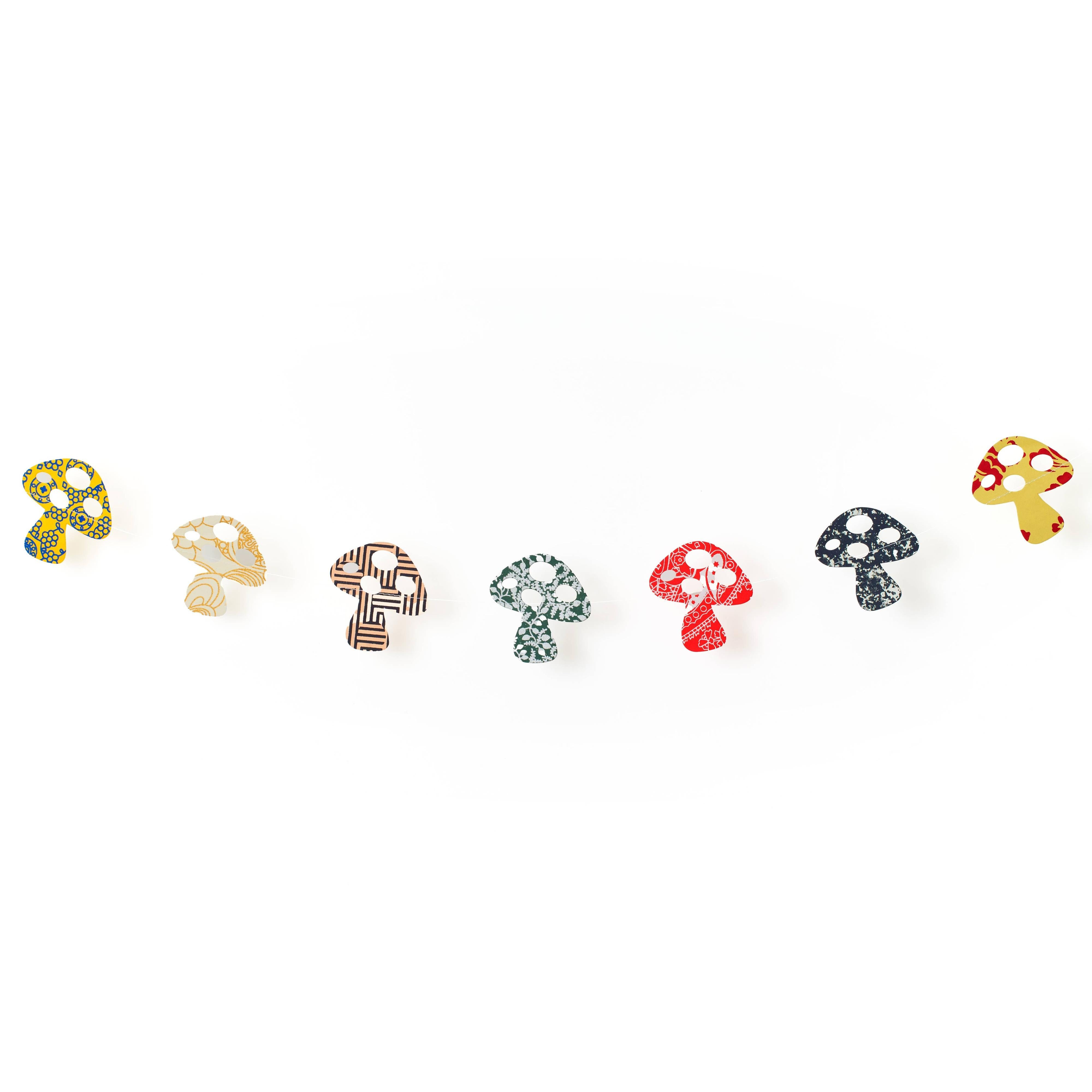 Mushroom Recycled Paper Garland - Assorted Colors/ Prints