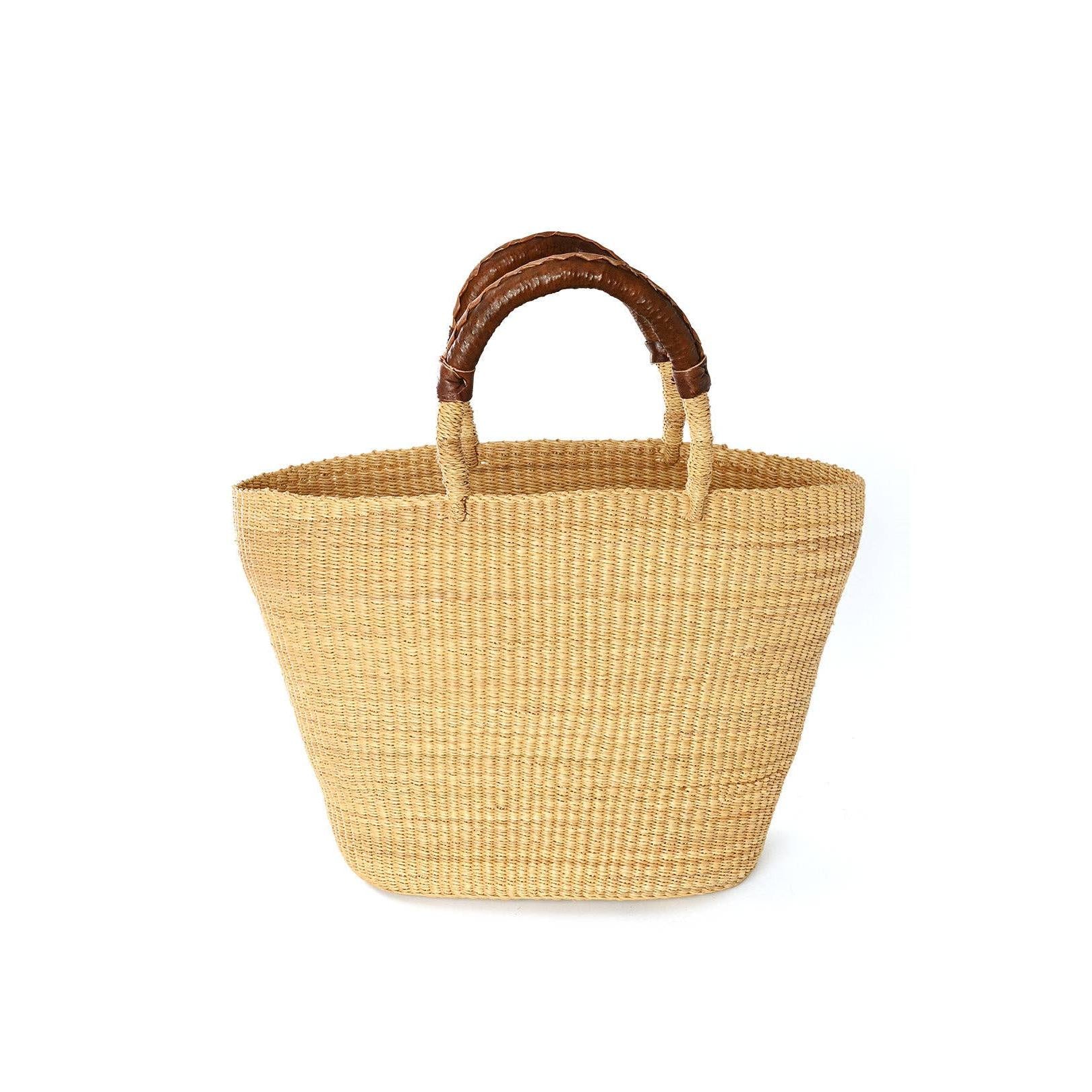 Natural Grass Shopper with Leather Handles (Local Pickup/Local Delivery Only)