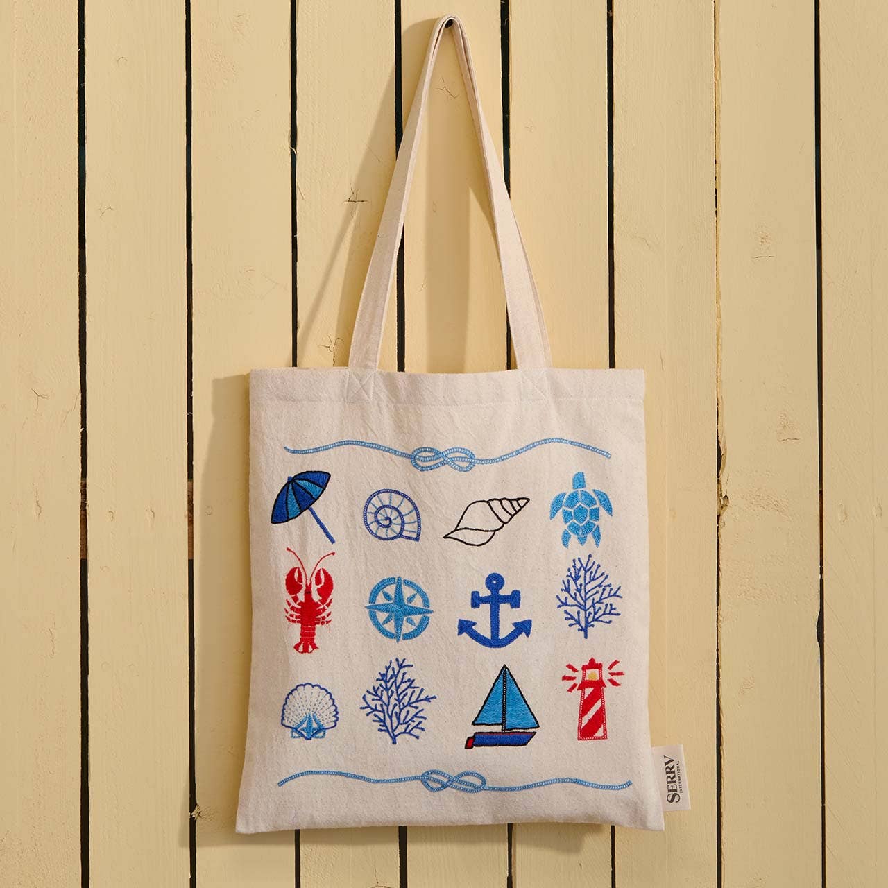 Nautical Embroidered Tote Bag