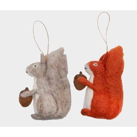 Needle Felted Squirrel Ornament- Assorted Colors- Sold Individually