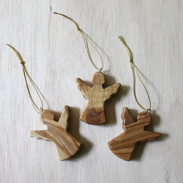 Olive Wood Angel Ornaments- Sold Individually