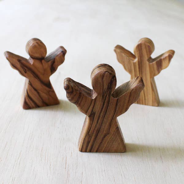 Olive Wood Standing Angel- Sold Individually
