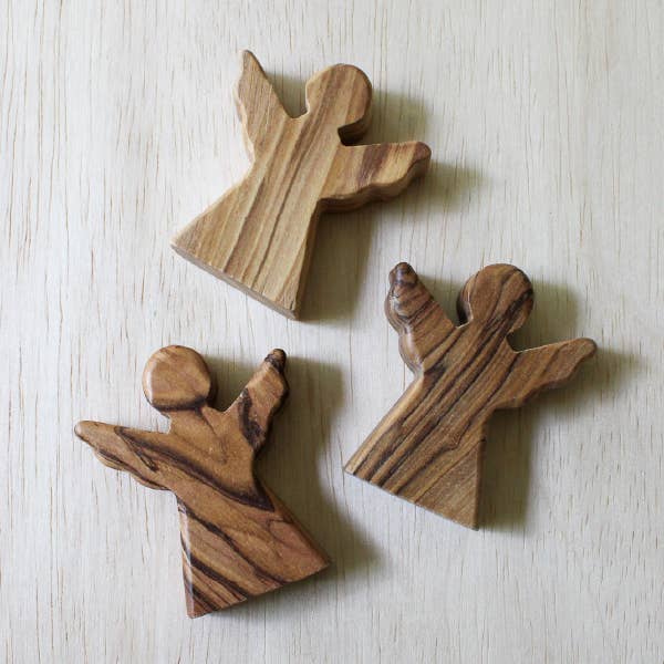 Olive Wood Standing Angel- Sold Individually