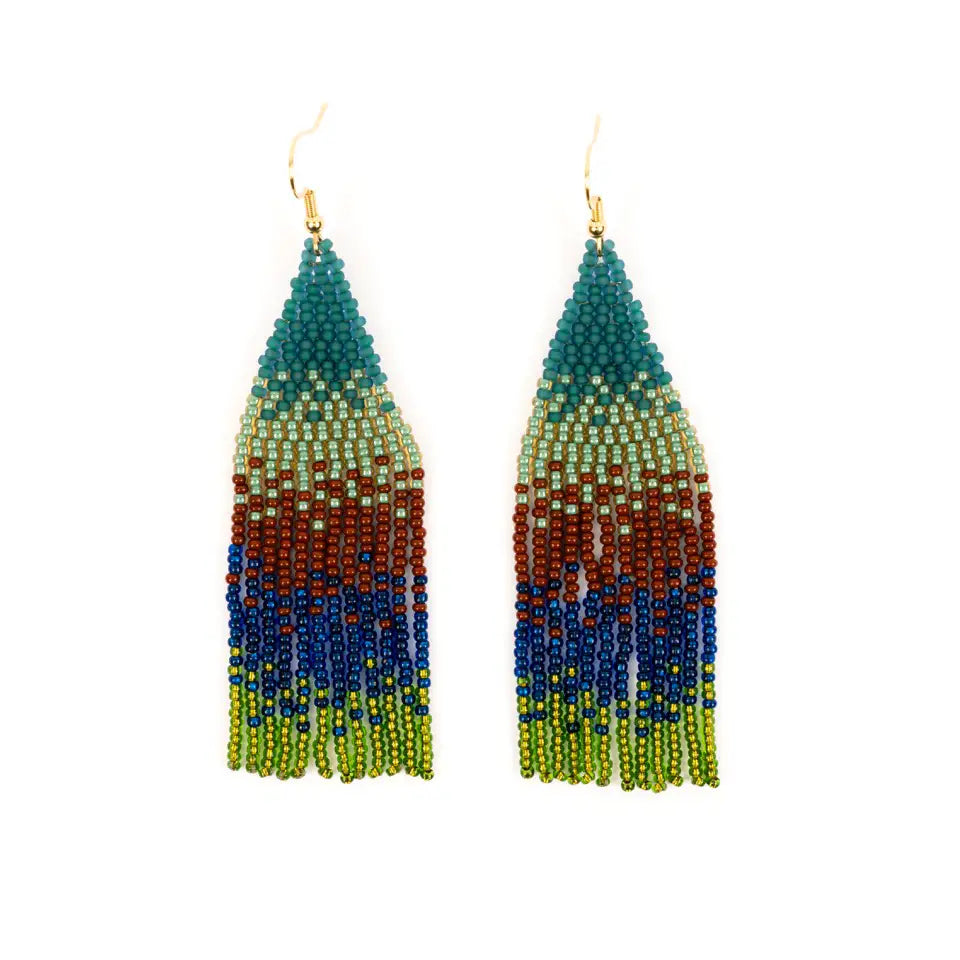 Ombre Beaded Fringe Earrings-Assorted Colors- Sold Individually