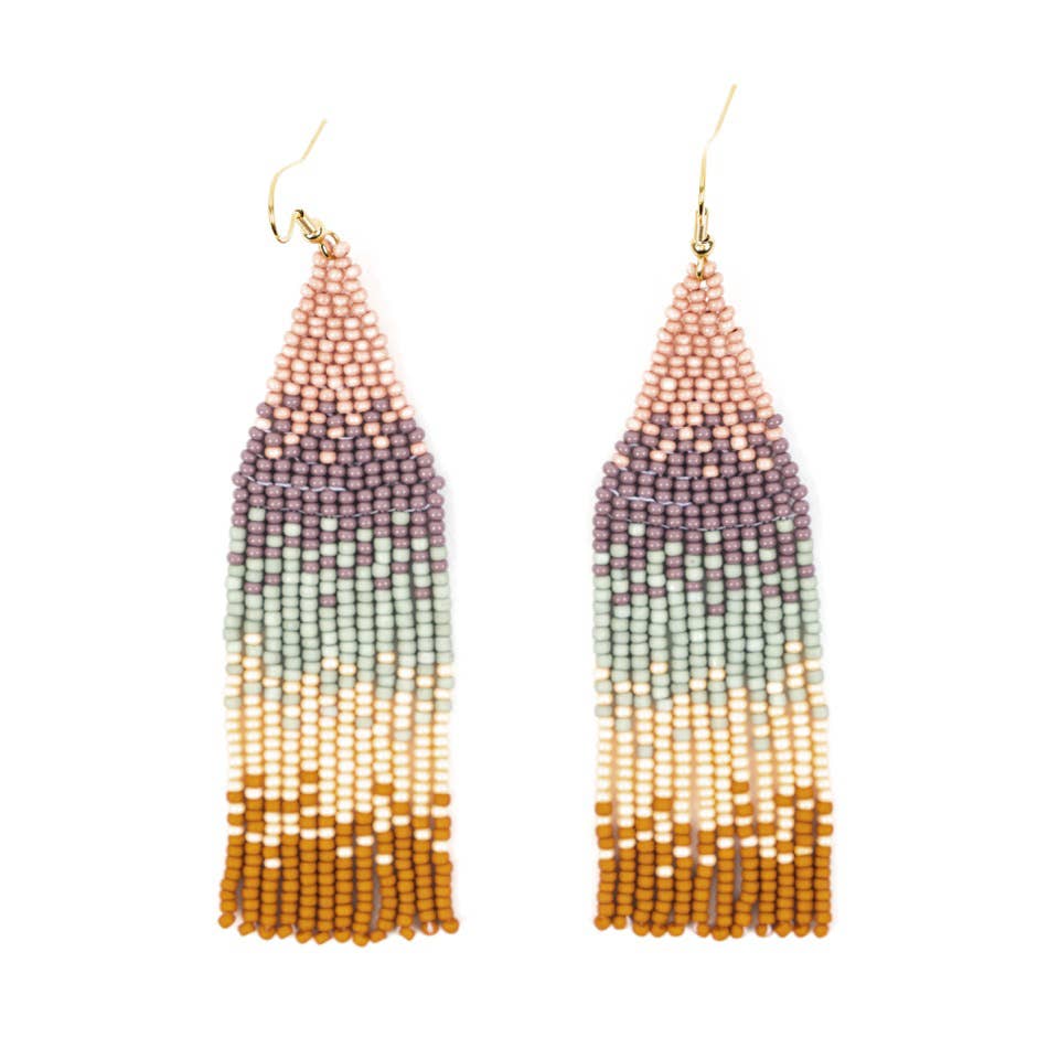 Ombre Beaded Fringe Earrings- Sold Individually- Assorted Colors