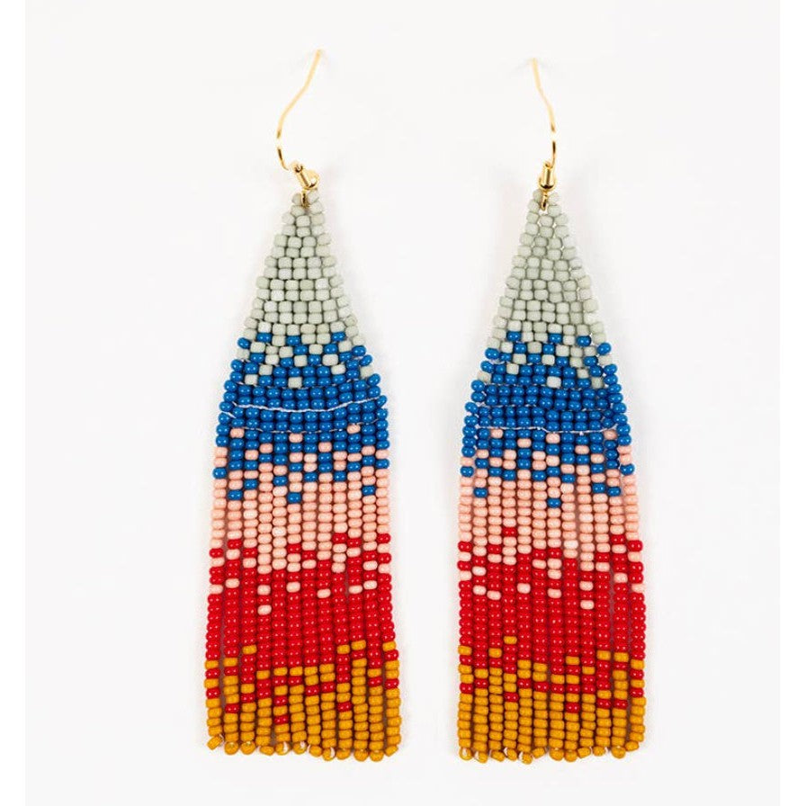 Ombre Beaded Fringe Earrings- Sold Individually- Assorted Colors