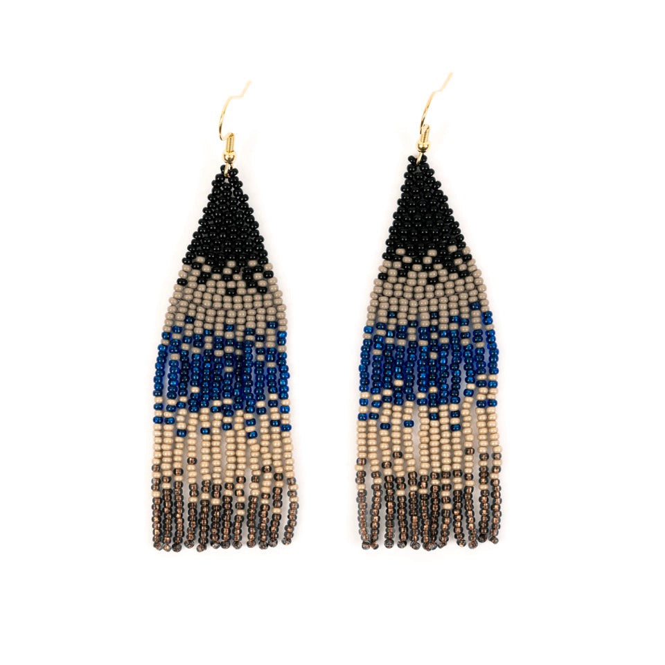 Ombre Beaded Fringe Earrings- Sold Individually- Assorted Colors