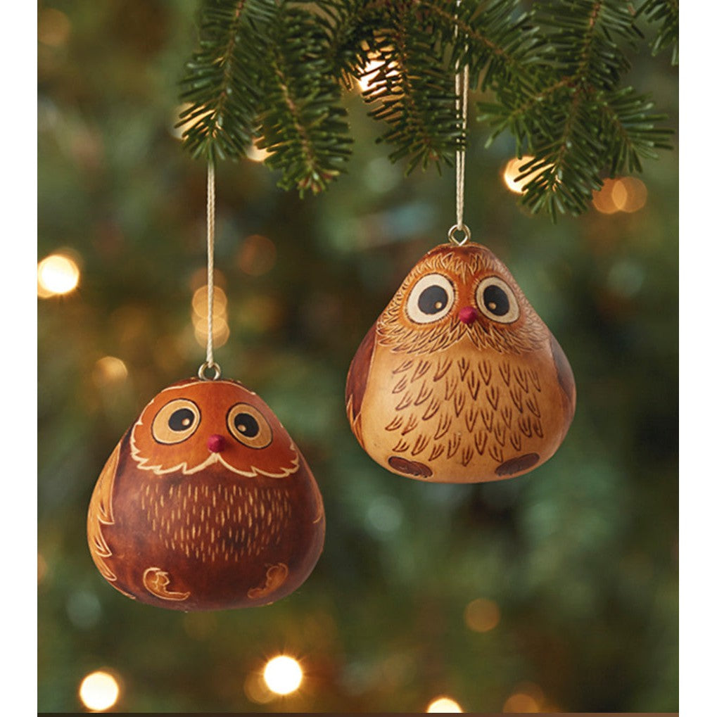 Owl Gourd Ornament- Sold Individually