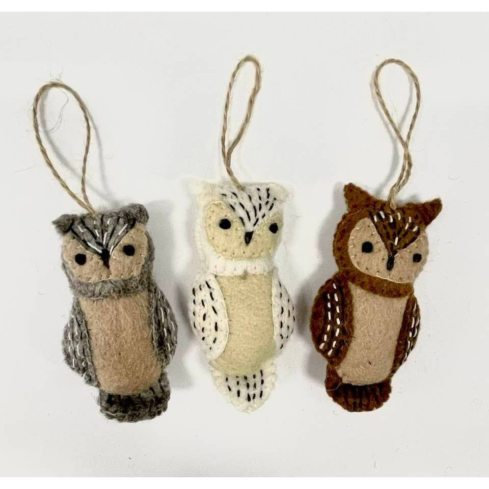 Owl Ornament- Assorted Colors- Sold Individually