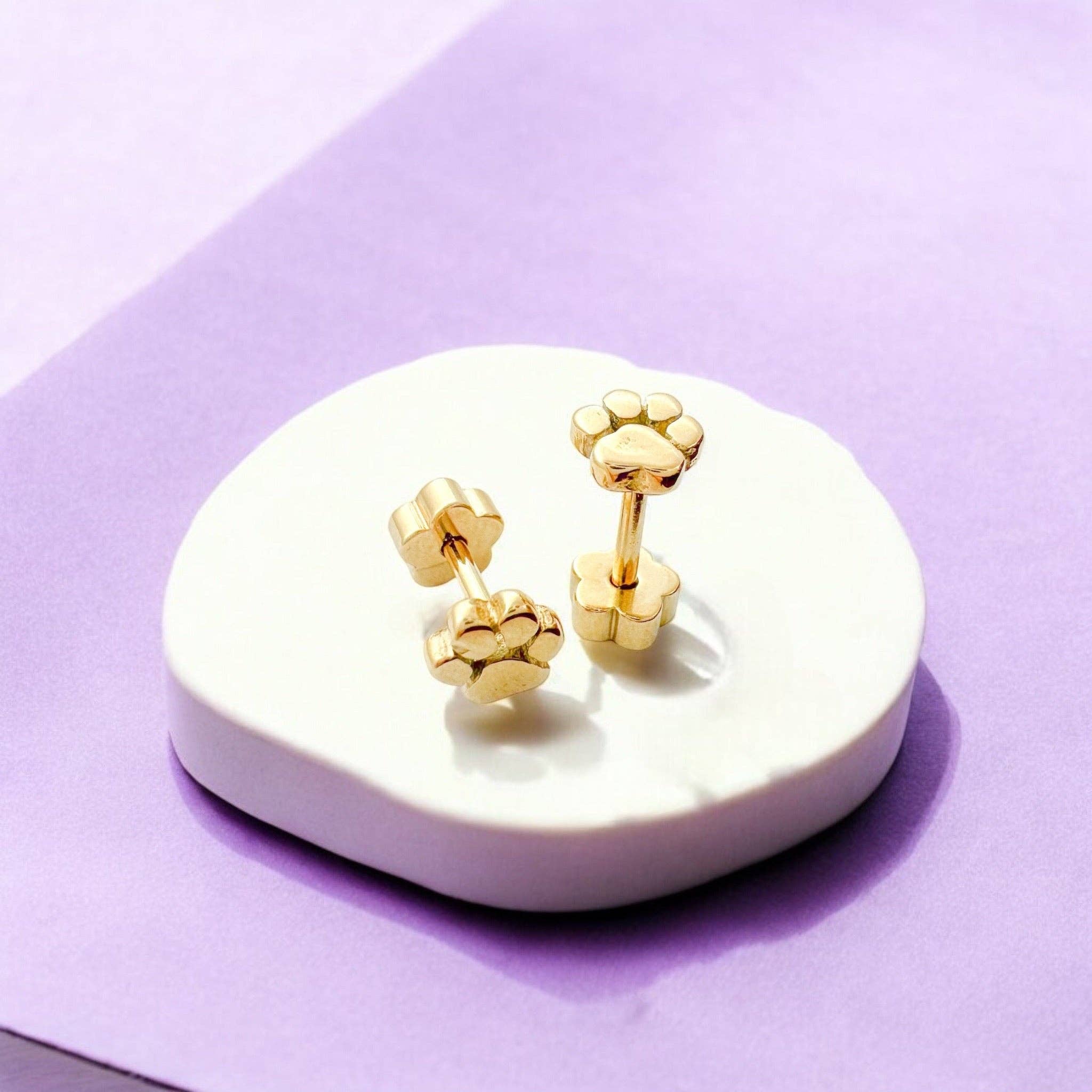 Paw Prints Tiny Stud Kids Earrings