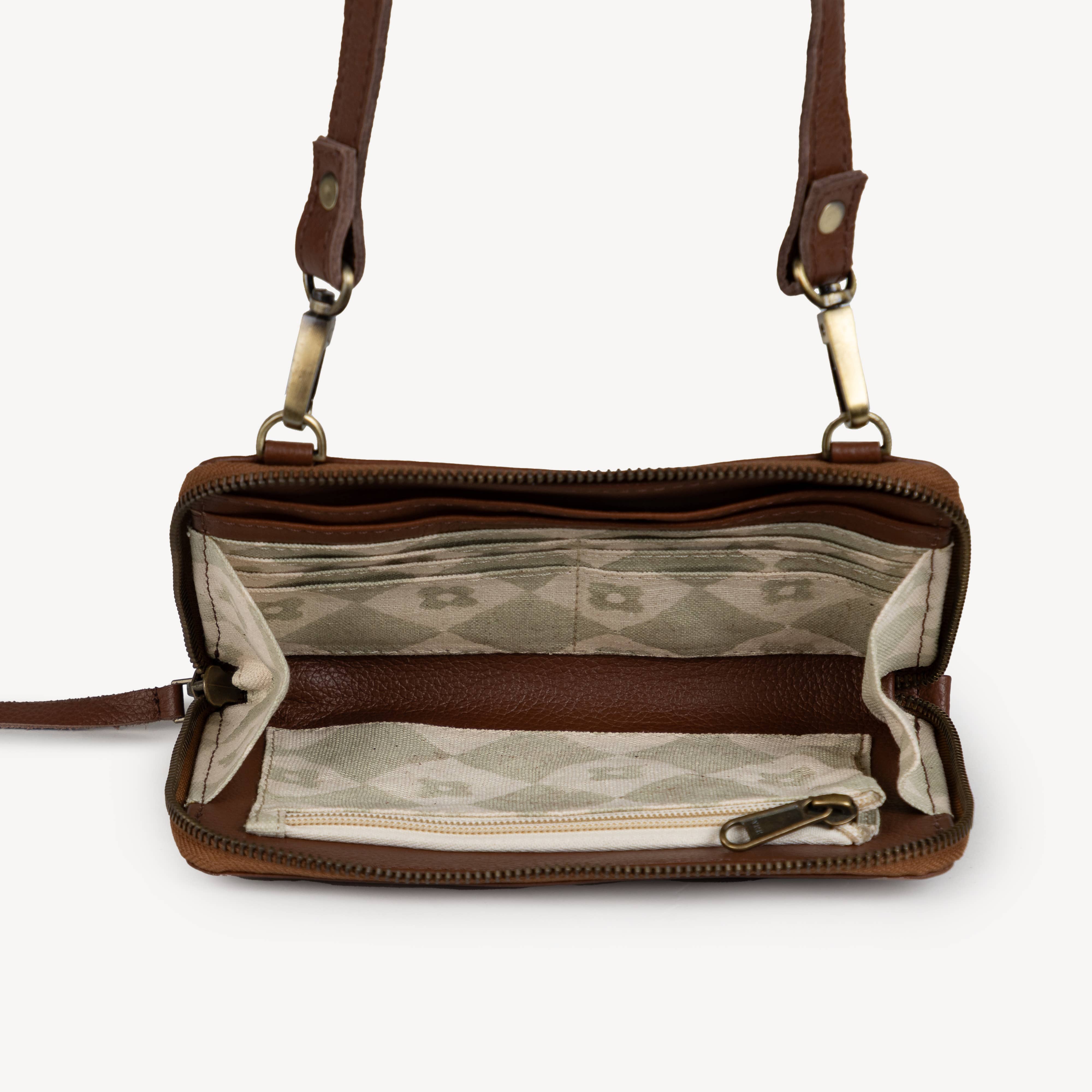 Pebbled Leather Crossbody Wallet- Assorted Colors