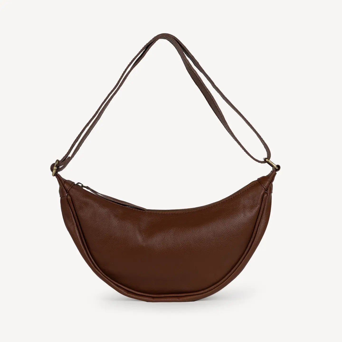 Pebbled Leather Moon Sling Bag- Assorted Colors
