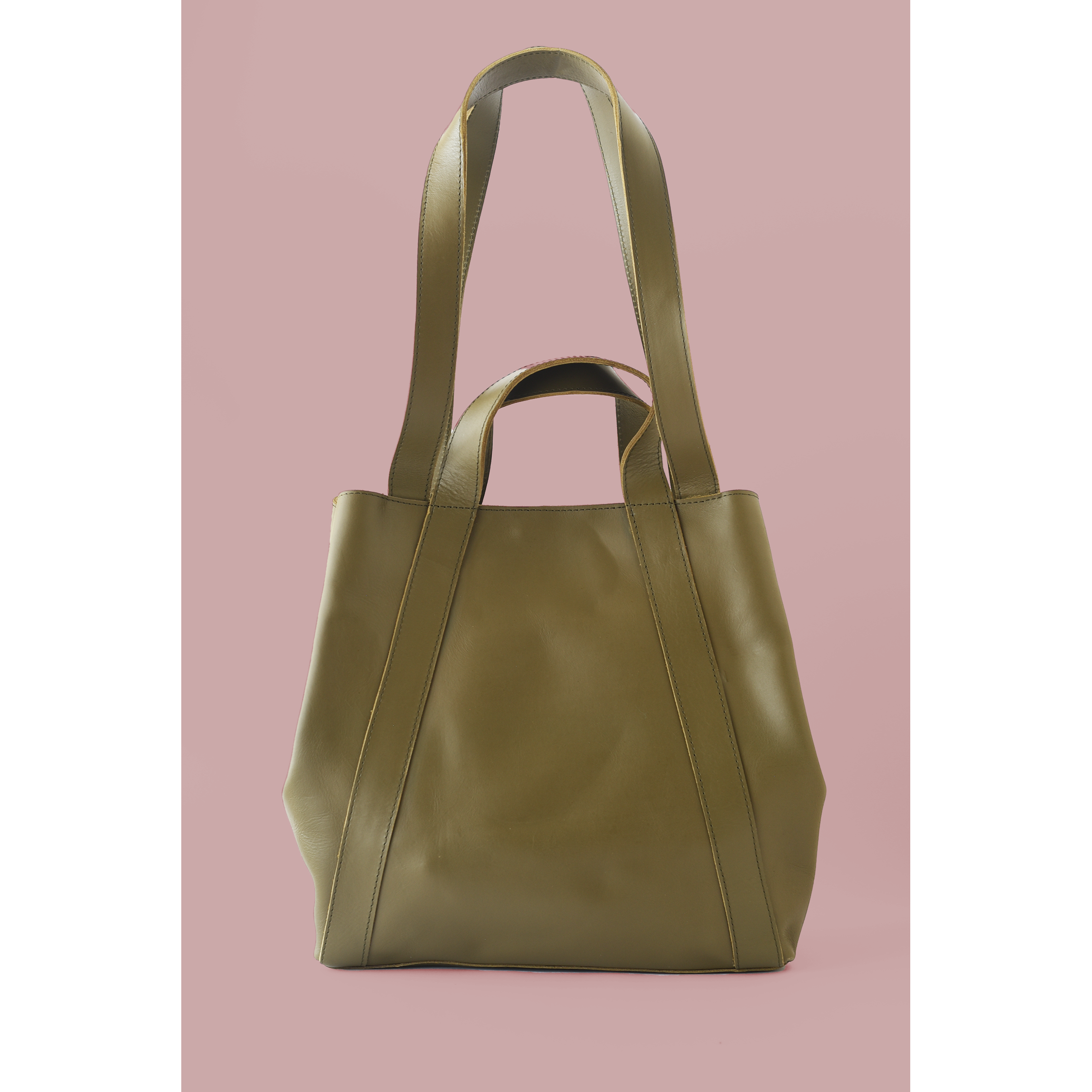Pebbled Olive Green Leather Origami Shoulder Bag