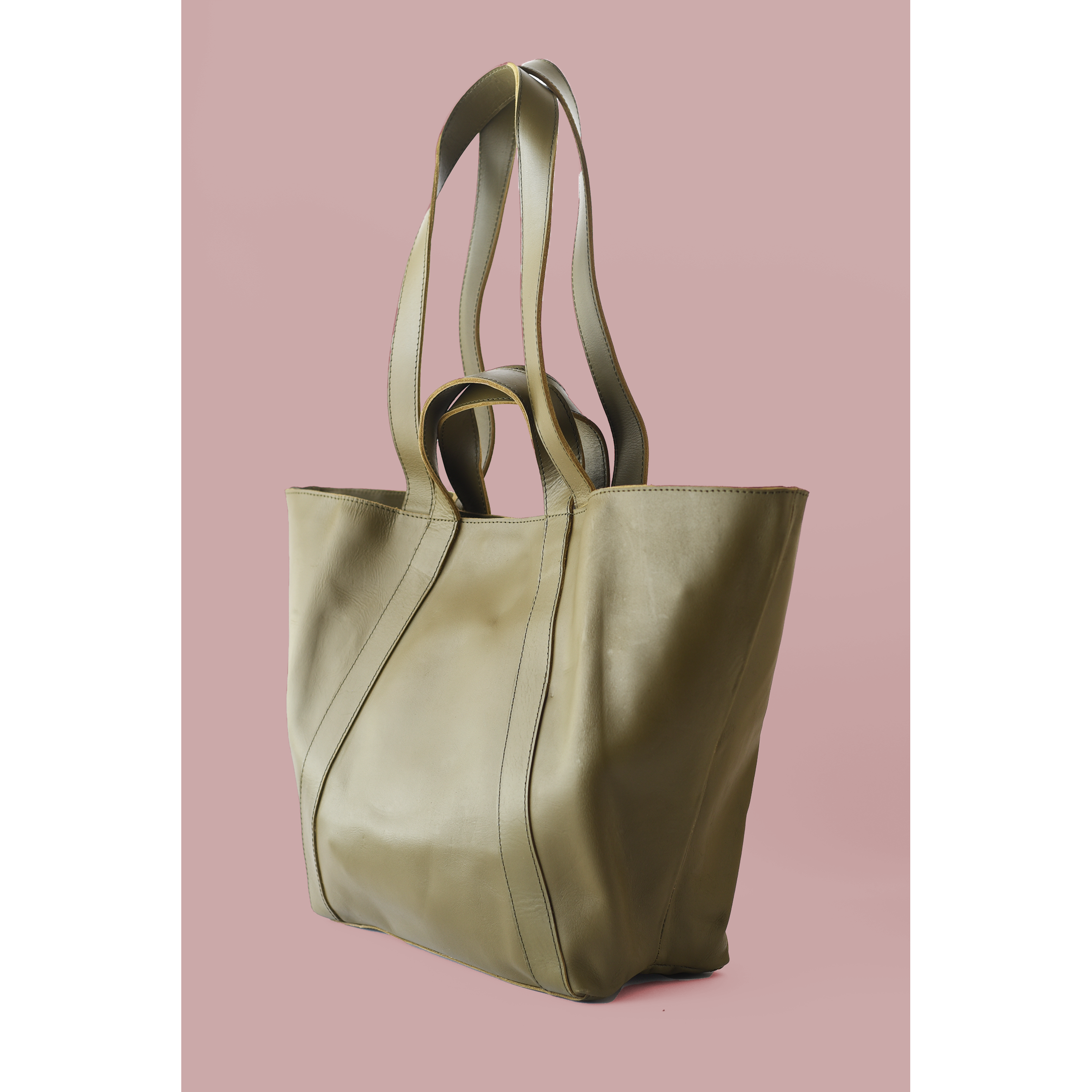 Pebbled Olive Green Leather Origami Shoulder Bag