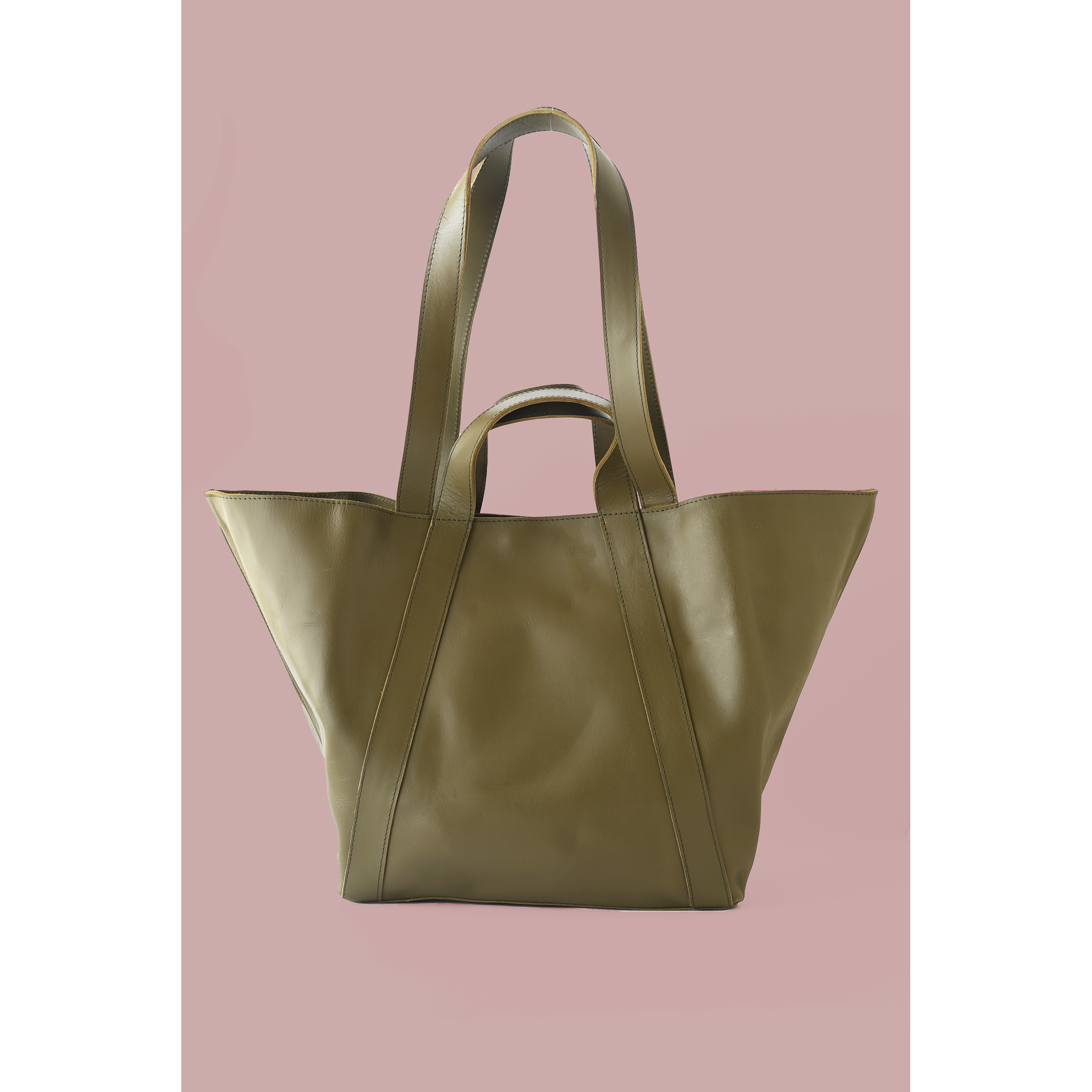 Pebbled Olive Green Leather Origami Shoulder Bag
