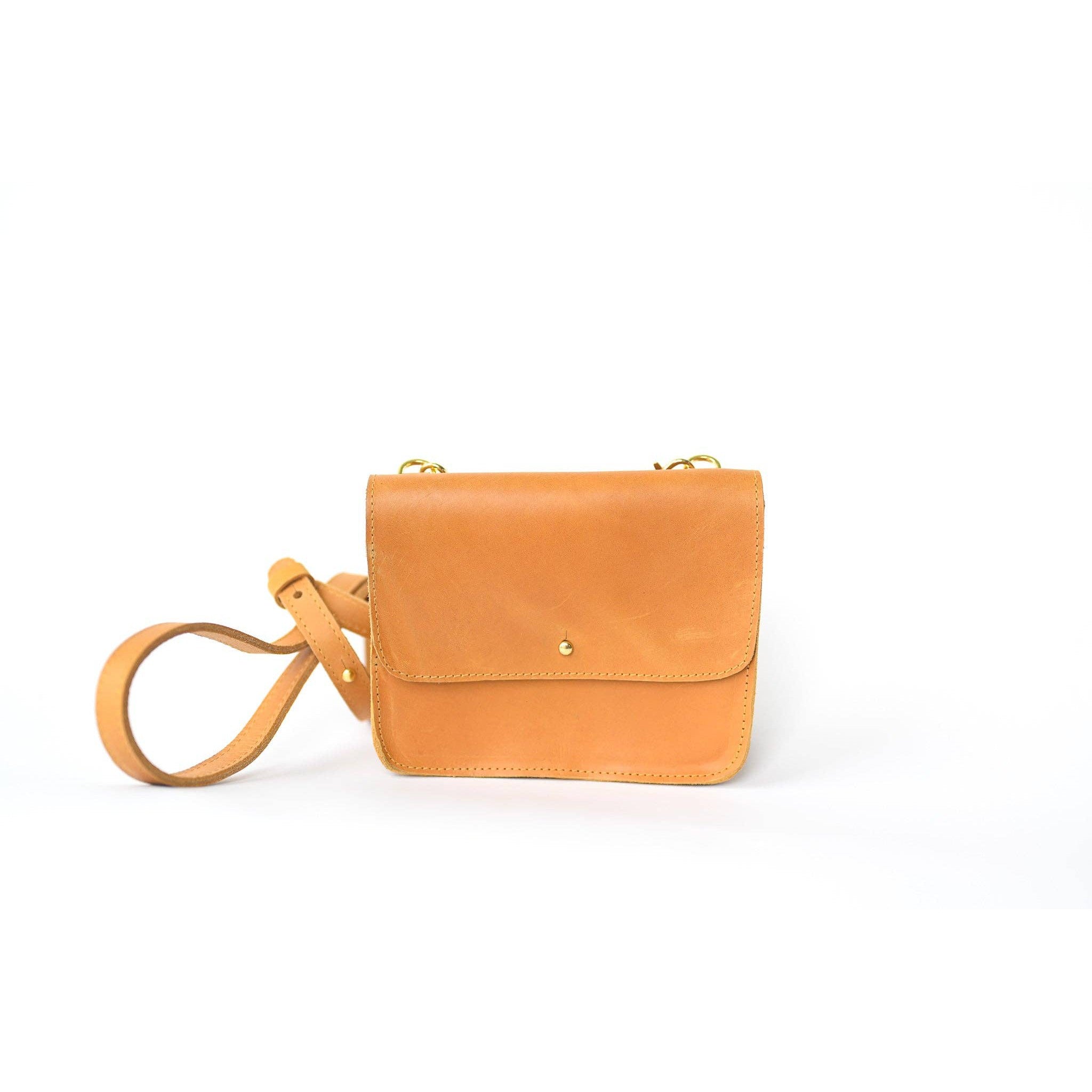 Petite Crossbody Leather Bag- Tan