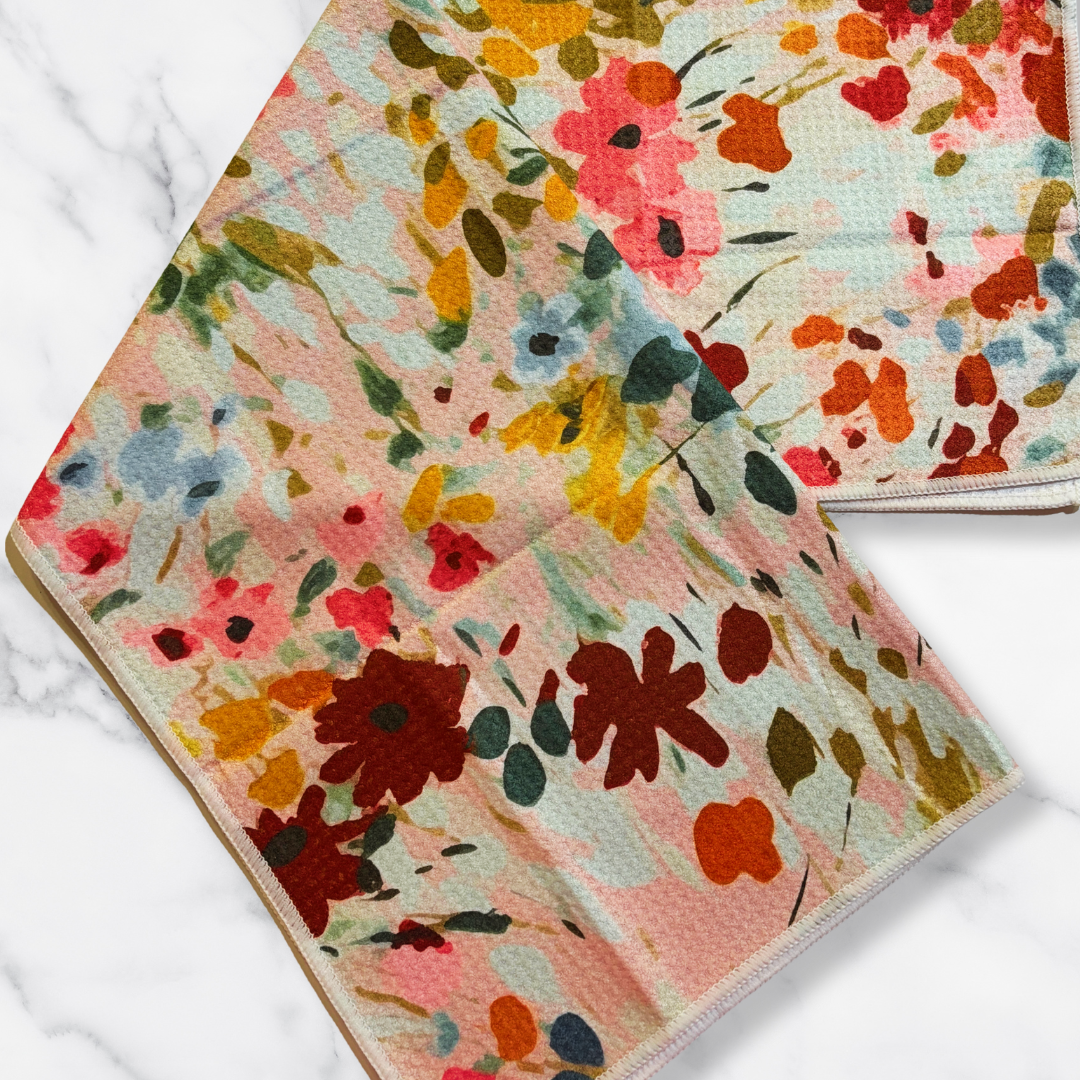 Petite Flower Recycle Microfiber Waffle Tea Towel