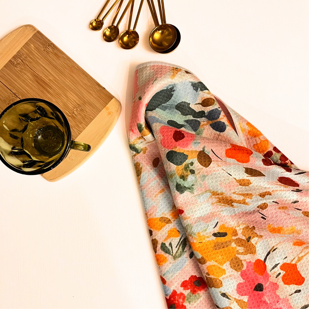 Petite Flower Recycle Microfiber Waffle Tea Towel