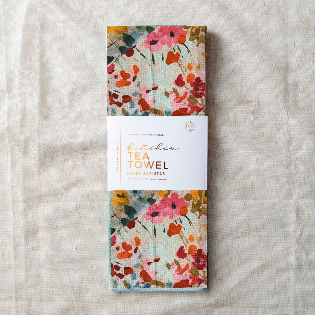 Petite Flower Recycle Microfiber Waffle Tea Towel