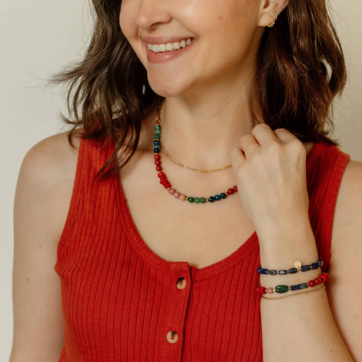 Phoebe Gemstone Necklace- Assorted Colors