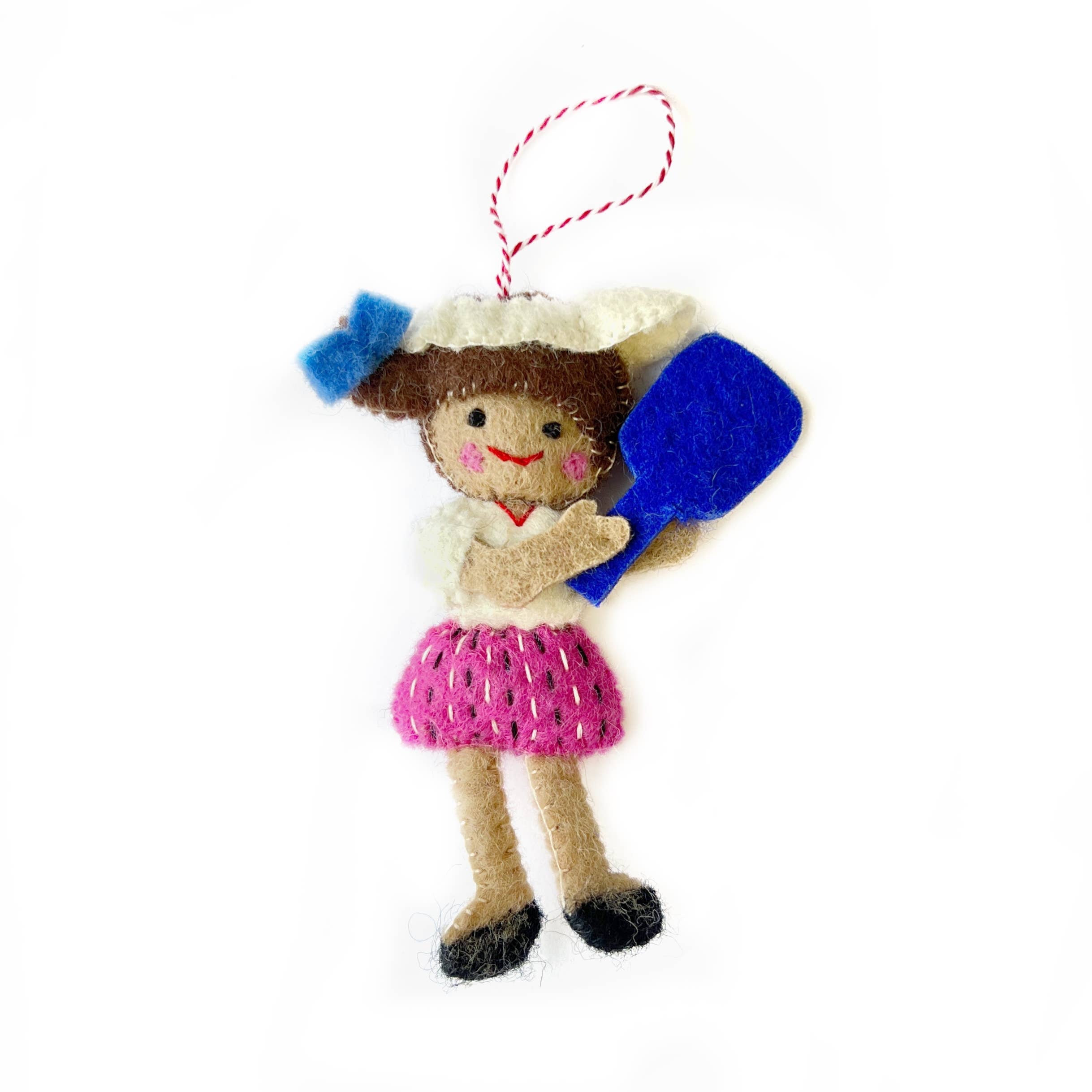 Pickleball Player Felt Wool Ornament 