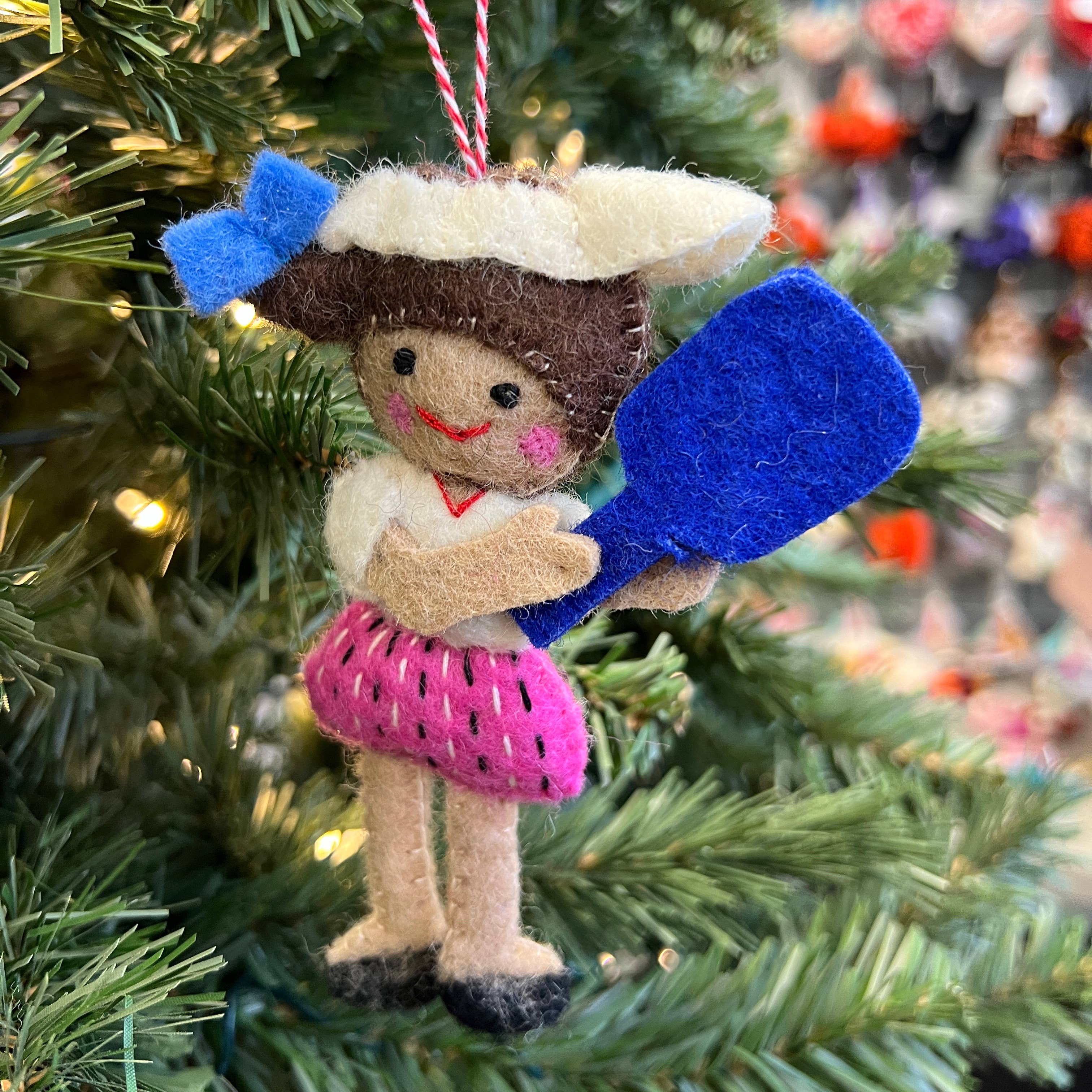 Pickleball Player Felt Wool Ornament 