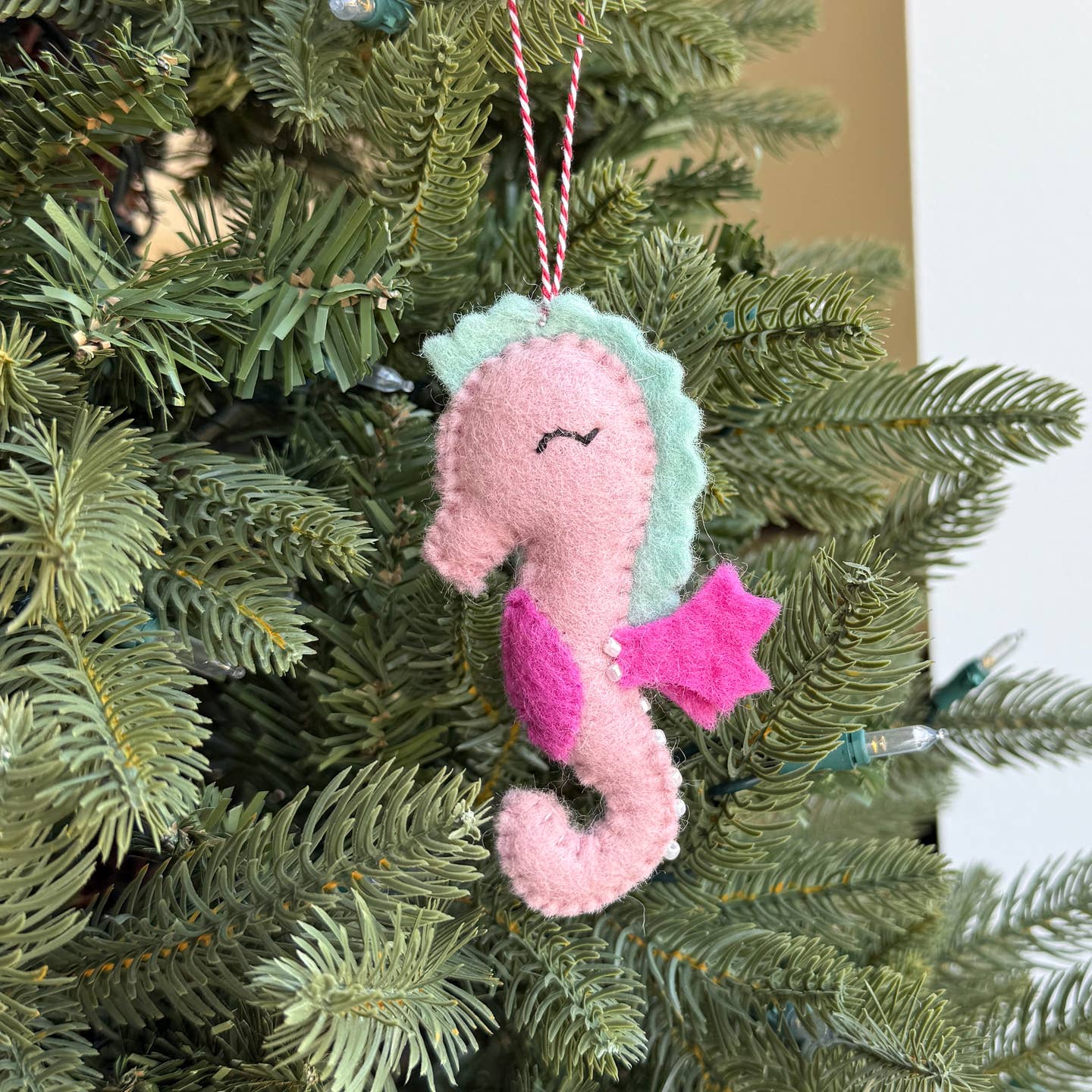 Pink Seahorse Felt Wool Ornament