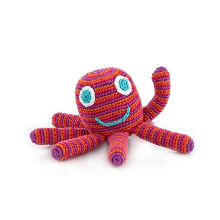 Plush Octopus Rattle- Assorted Colors