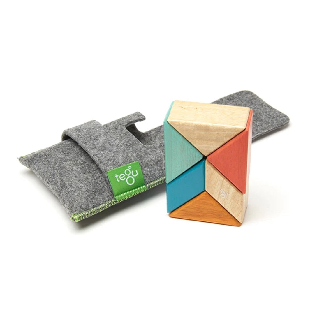 Pocket Pouch Prism Magnetic Wooden Block Set- Assorted Colors