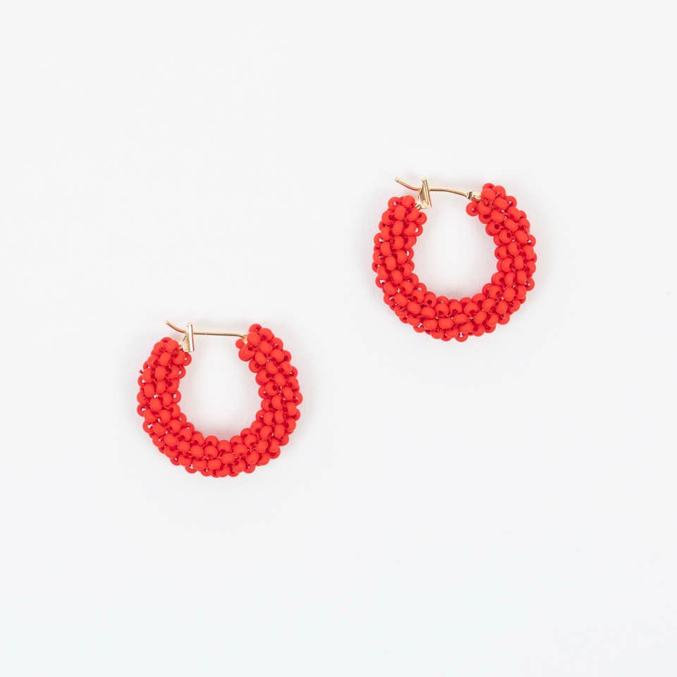 Pop of Color Beaded Hoop Earrings- Assorted Colors