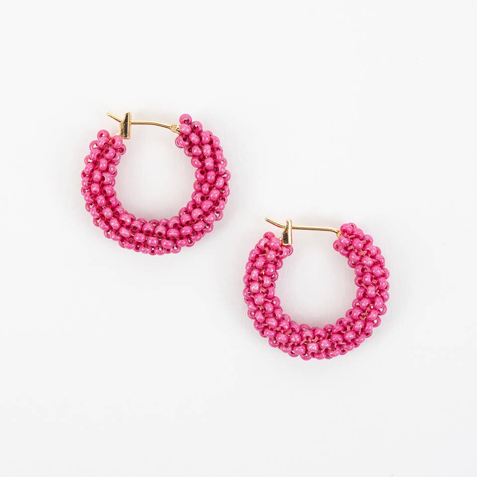 Pop of Color Beaded Hoop Earrings- Assorted Colors