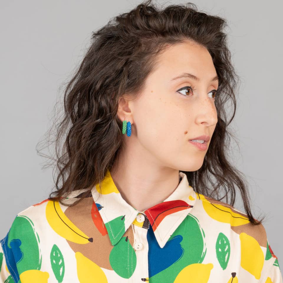 Pop of Color Beaded Hoop Earrings- Assorted Colors