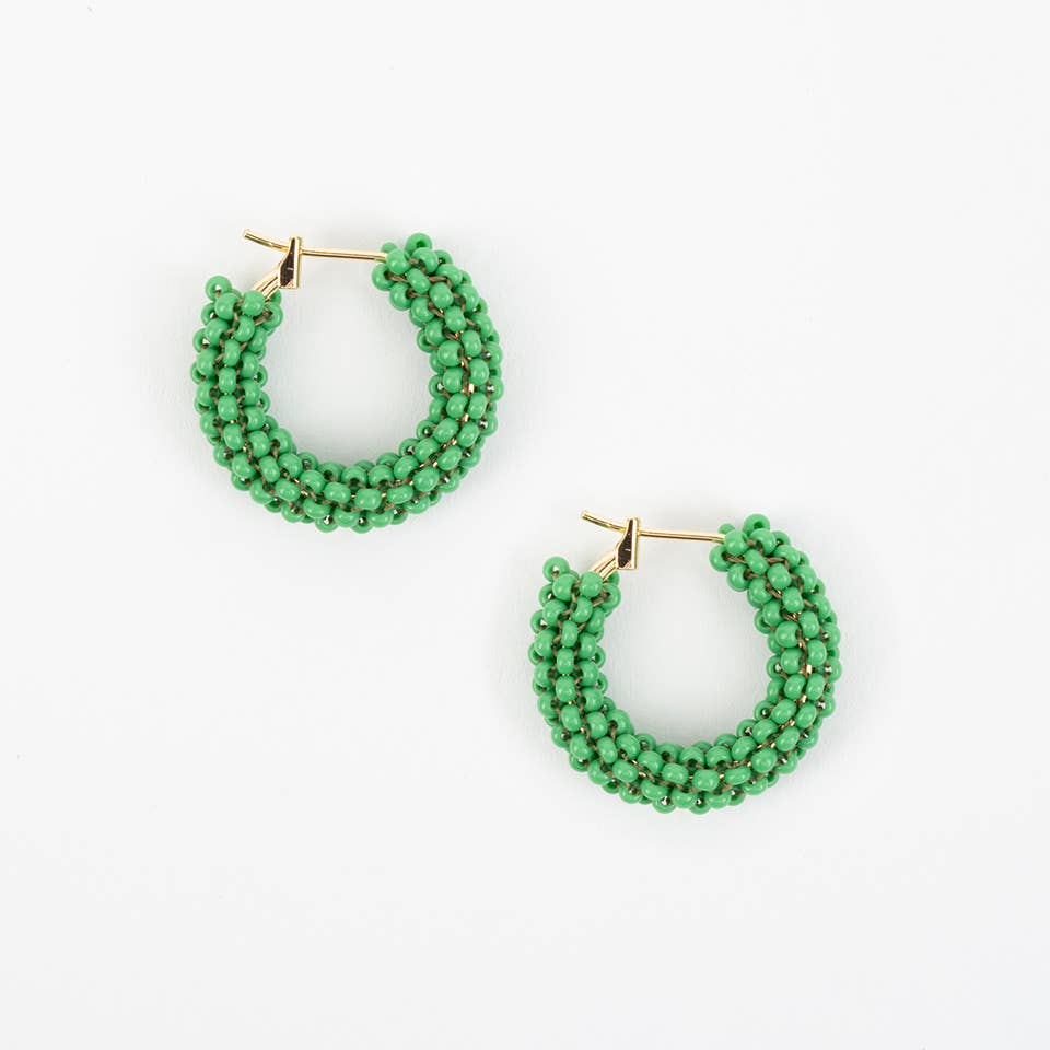 Pop of Color Beaded Hoop Earrings- Assorted Colors