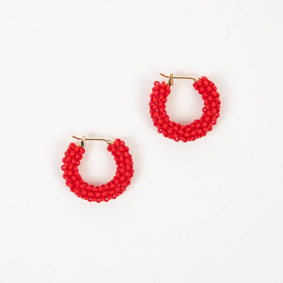 Pop of Color Beaded Hoop Earrings- Assorted Colors