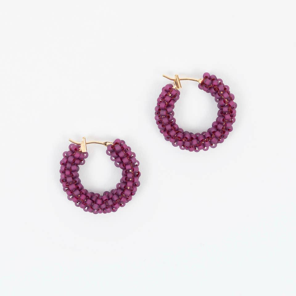 Pop of Color Beaded Hoop Earrings- Assorted Colors