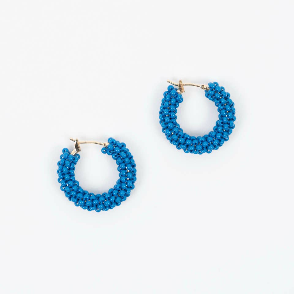 Pop of Color Beaded Hoop Earrings- Assorted Colors