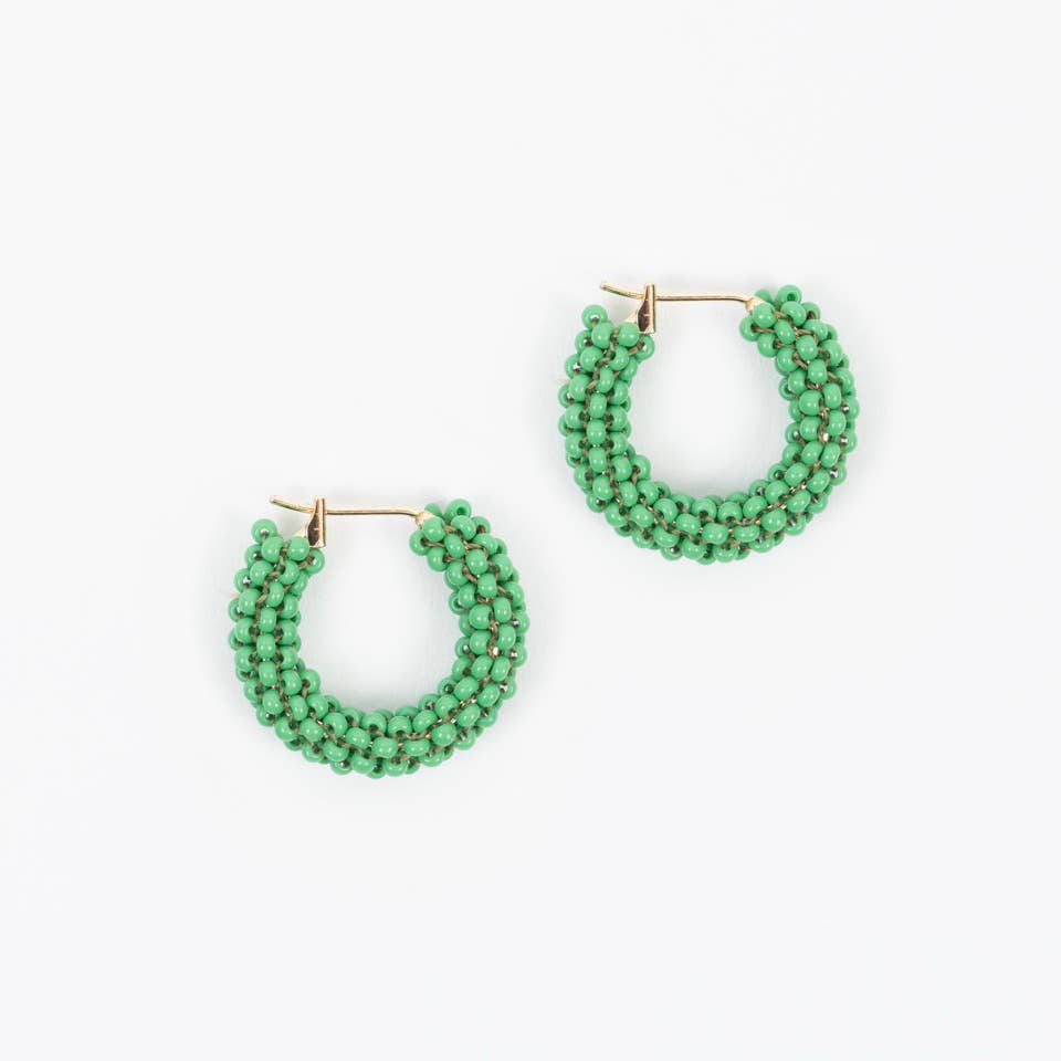 Pop of Color Beaded Hoop Earrings- Assorted Colors