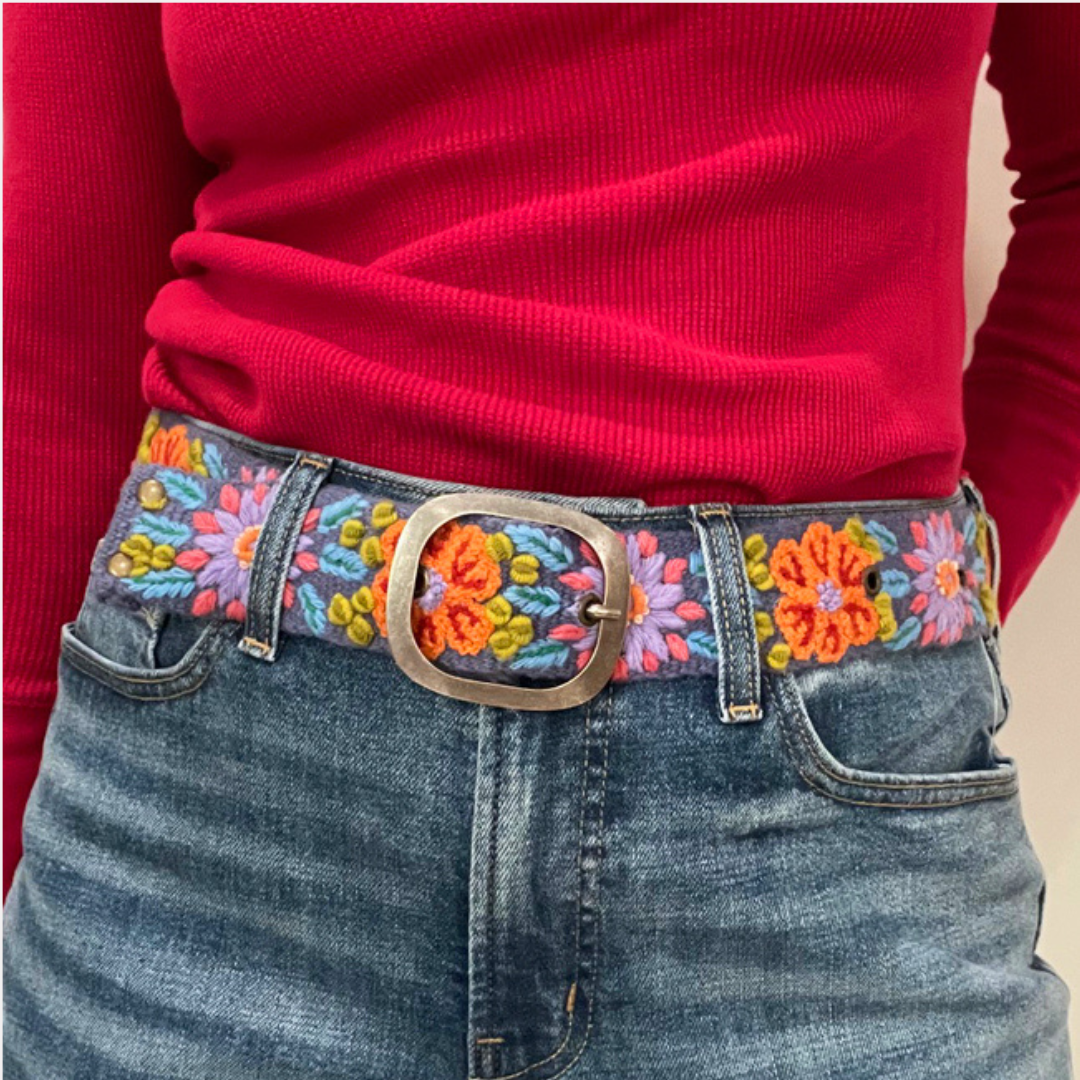Prairie Flowers Wool Belt- Assorted Sizes