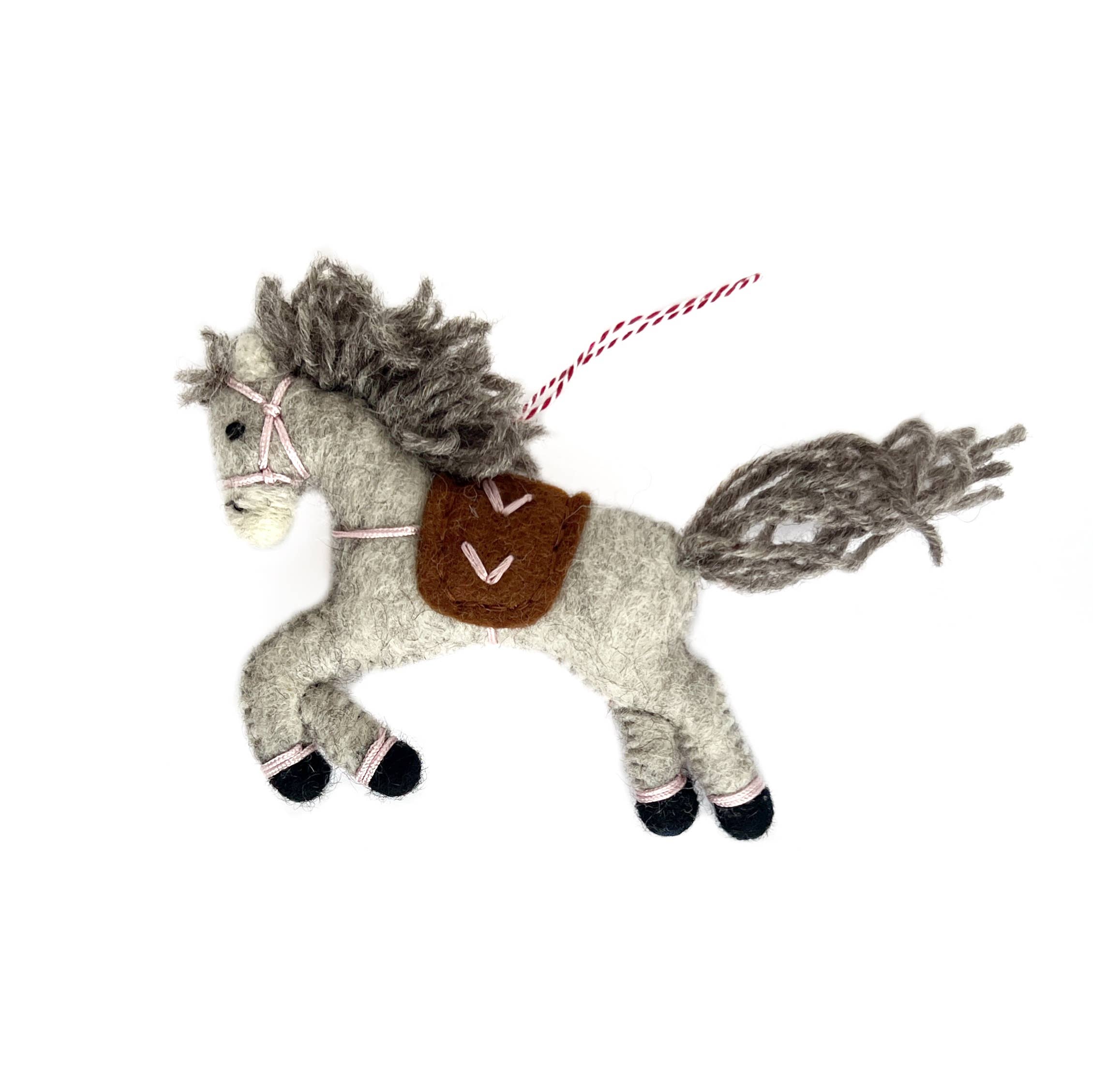 Prancing Pony Felt Wool Ornament- Assorted Colors