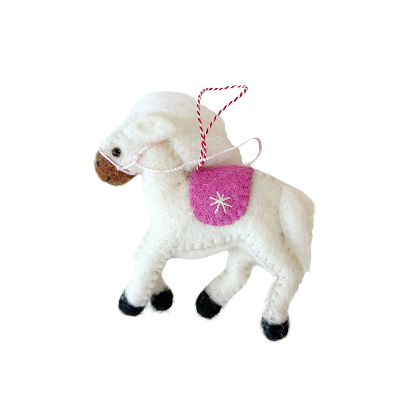 Prancing Pony Felt Wool Ornament- Assorted Colors