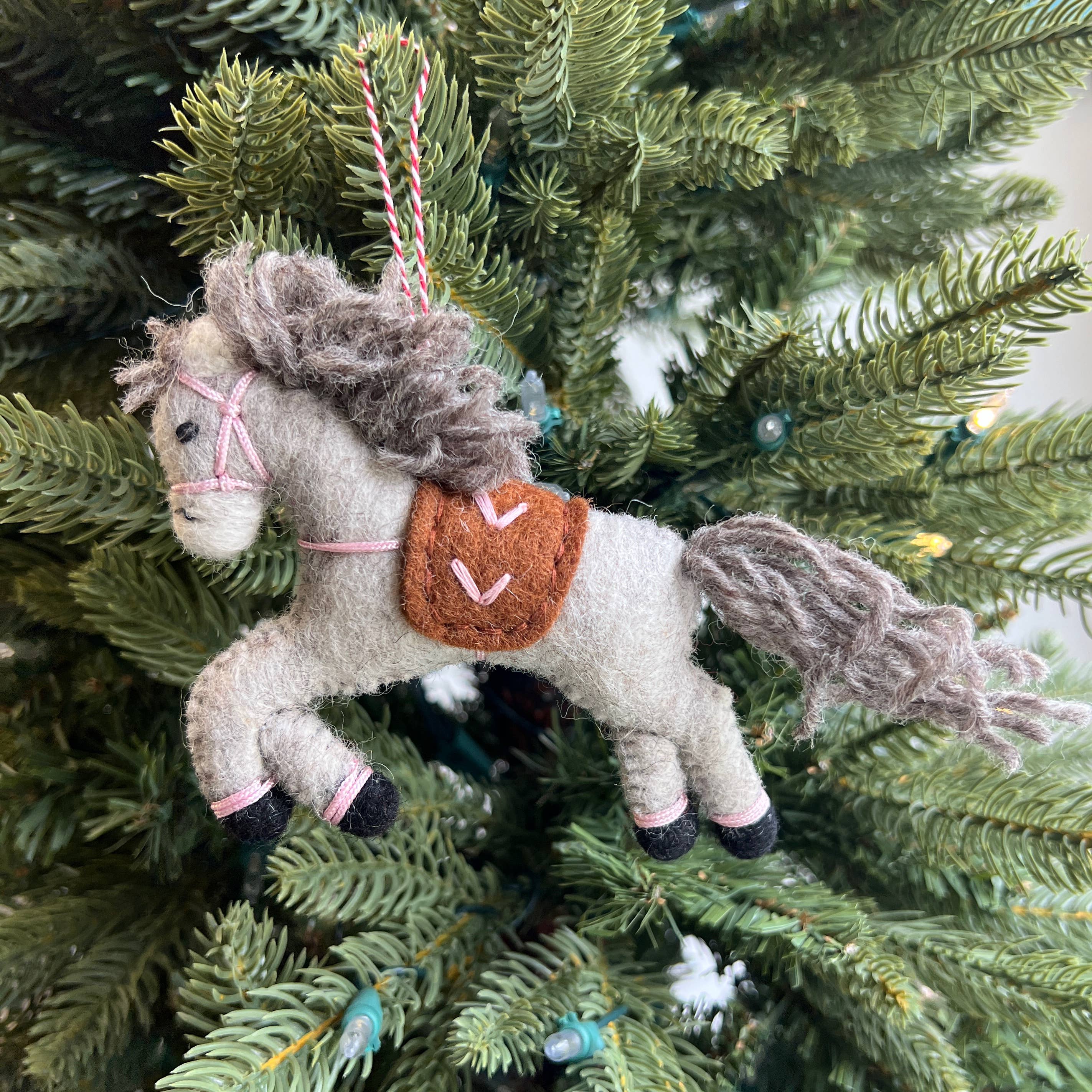 Prancing Pony Felt Wool Ornament- Assorted Colors