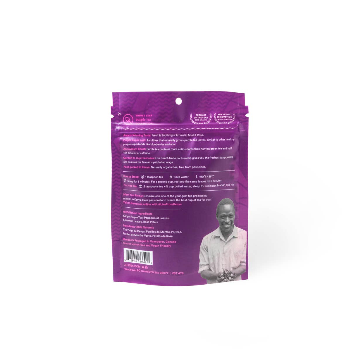Purple Mint Stand-up Pouch - Organic, Fair-Trade, Purple Tea