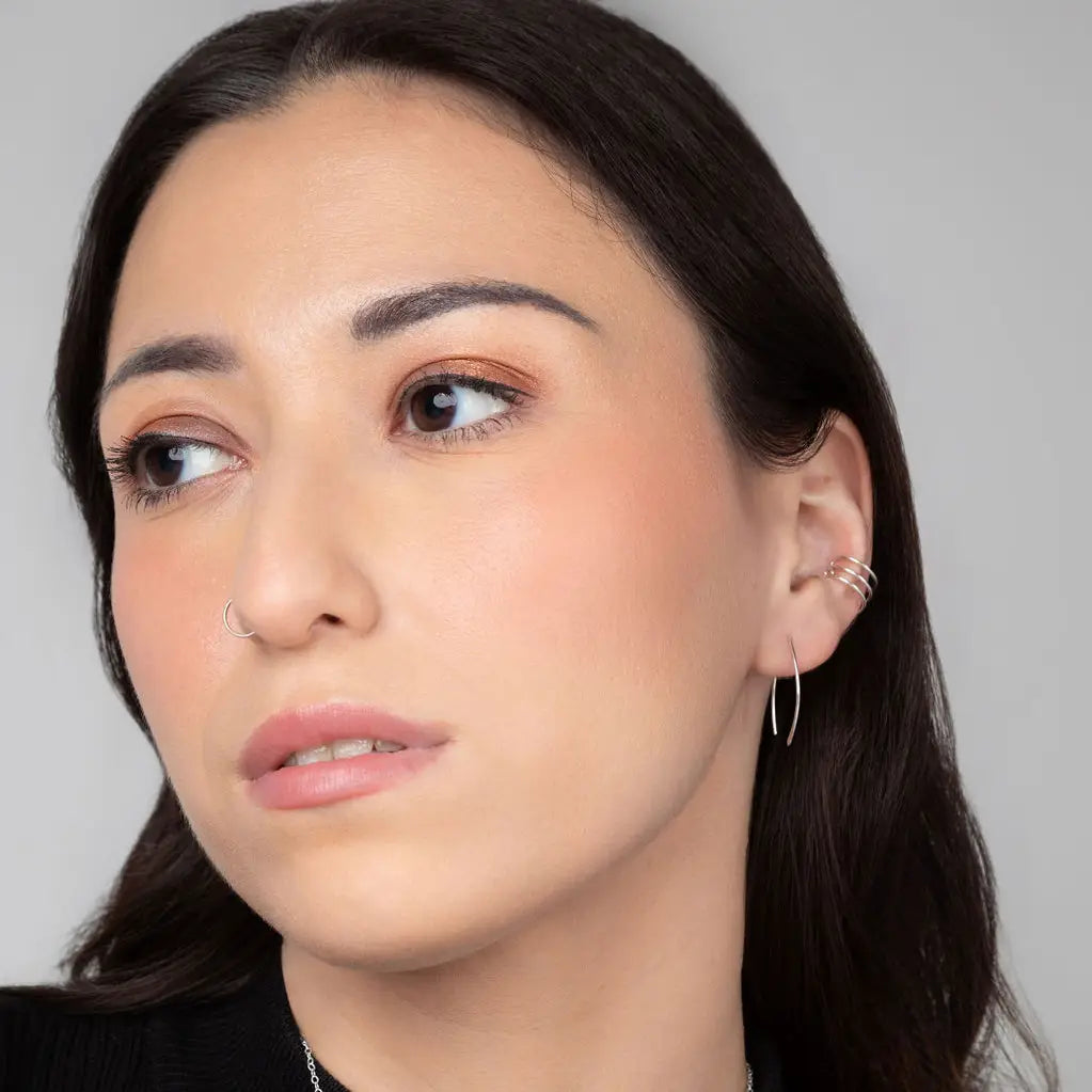Qasioun Minimalist Sterling Silver Threader Earrings- Assorted Sizes- Sold Individually