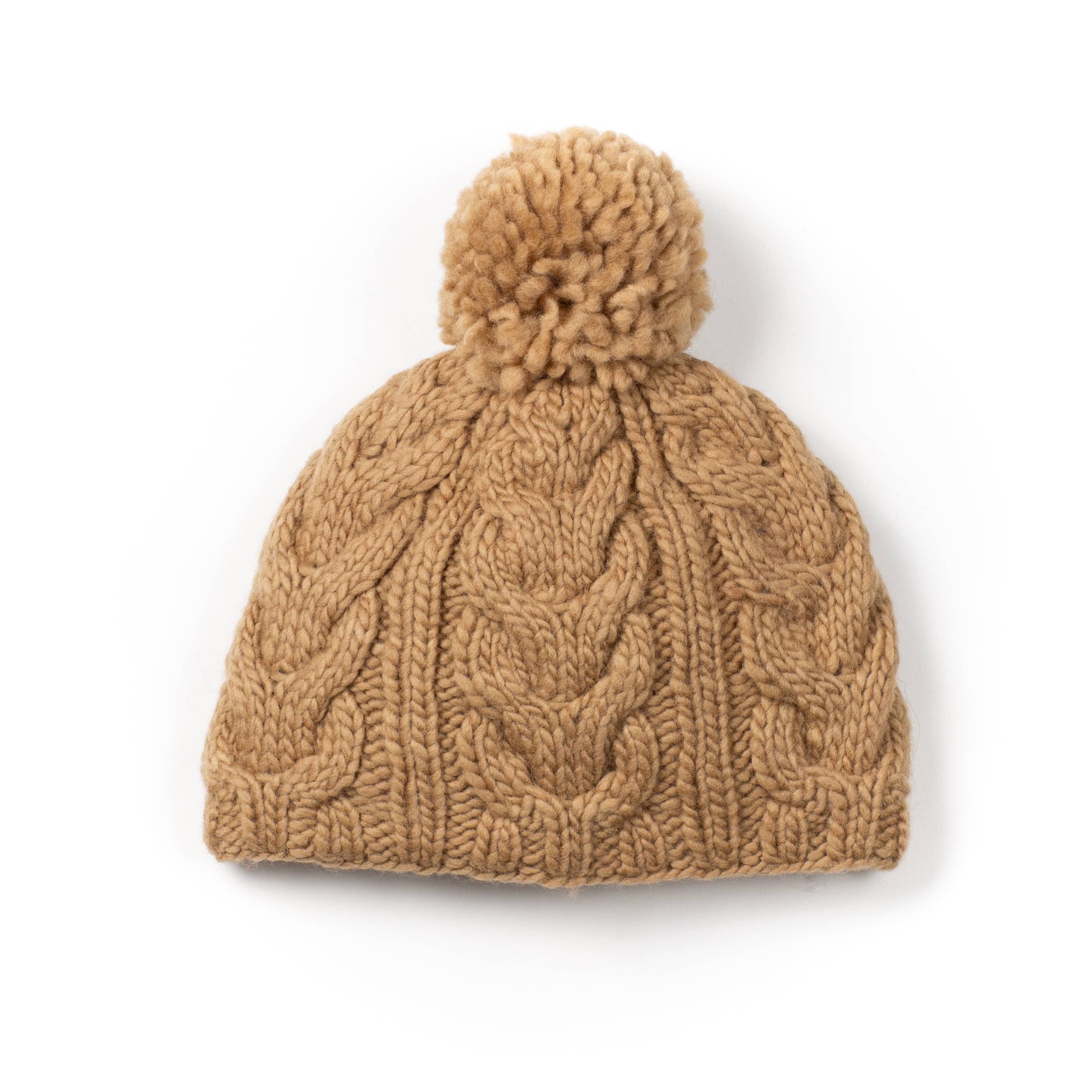 Quebec Cable Knit Wool Beanie Hat- Assorted Colors