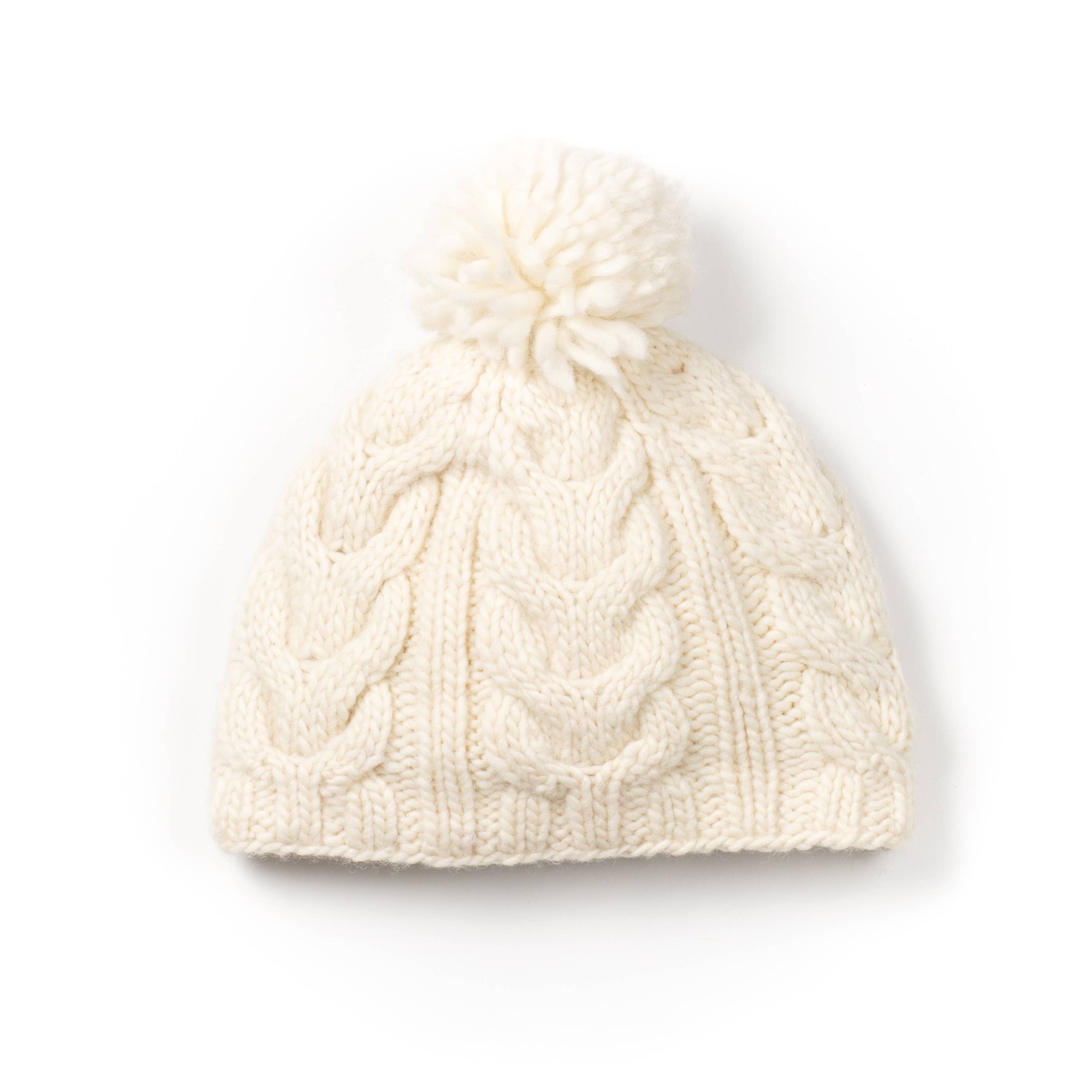 Quebec Cable Knit Wool Beanie Hat- Assorted Colors