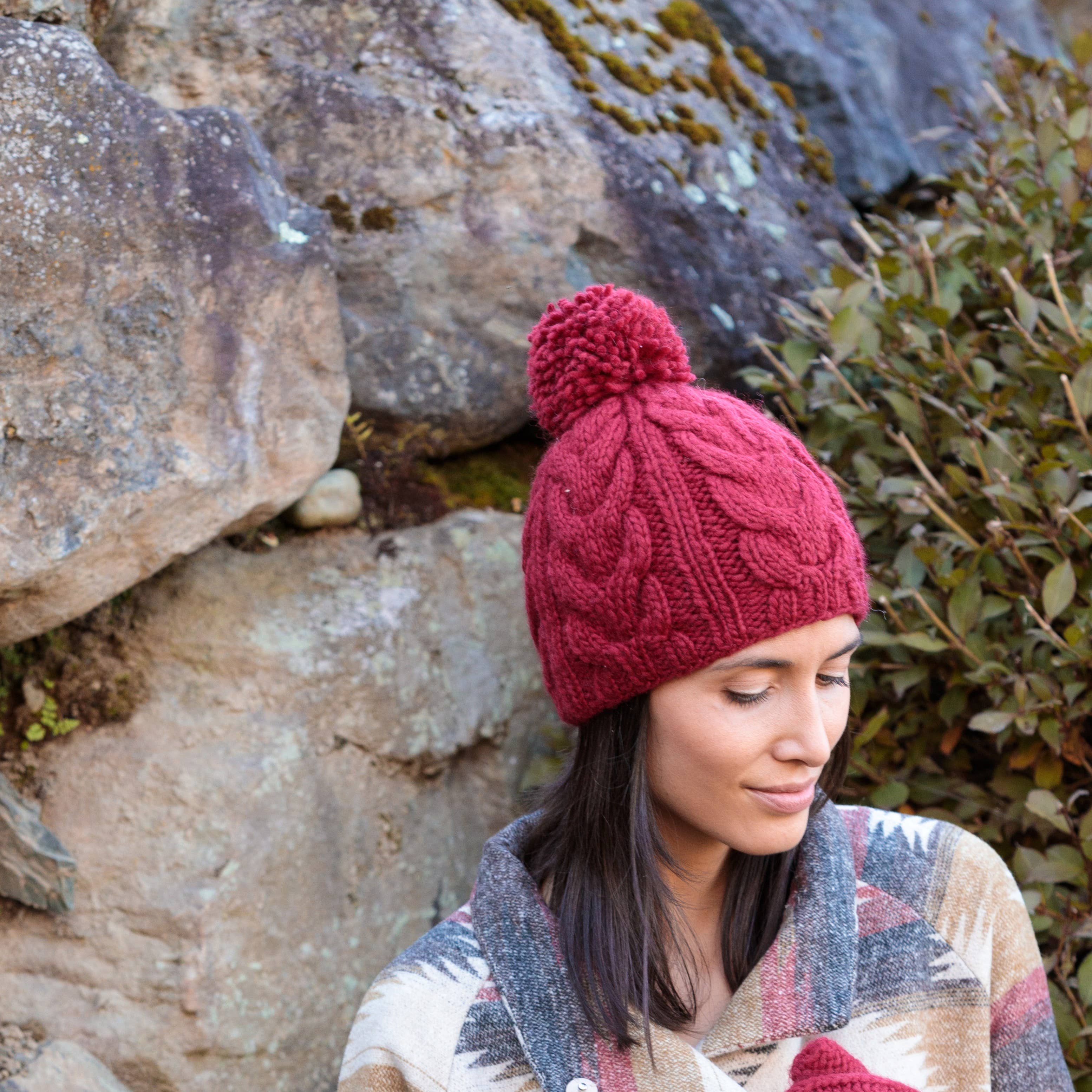 Quebec Cable Knit Wool Beanie Hat- Assorted Colors